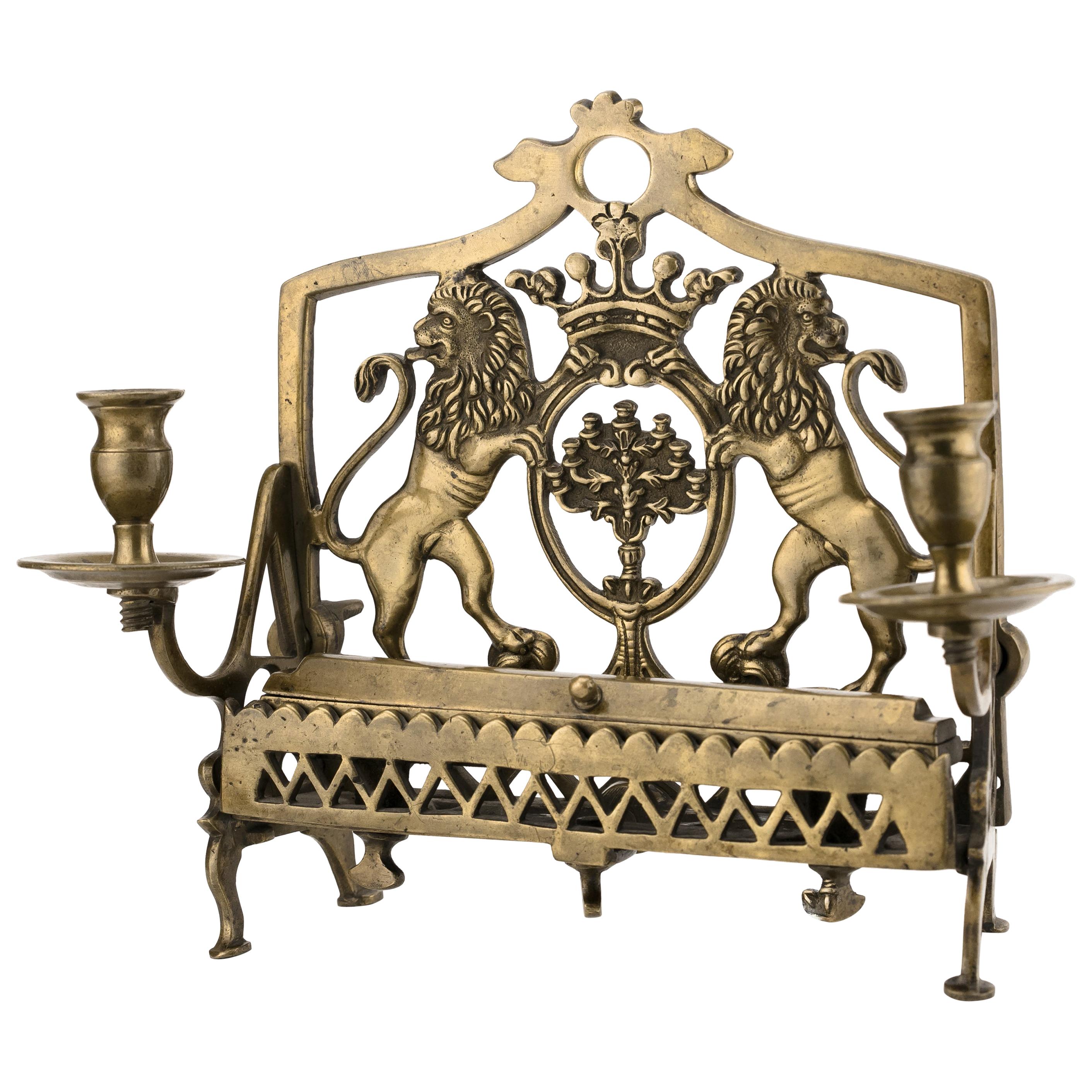 18th Century Galician Brass Hanukkah Lamp Menorah For Sale