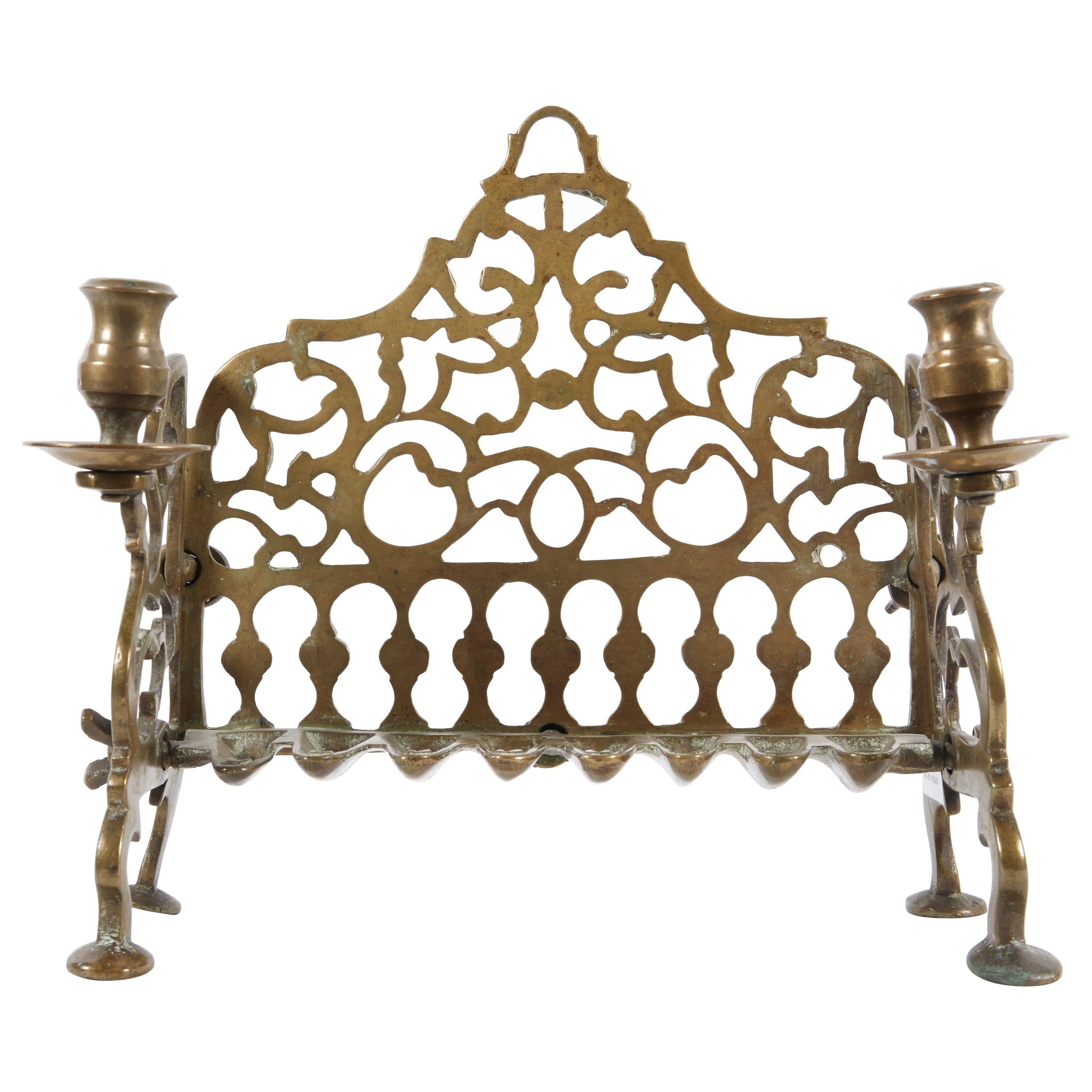 18th Century Galician Brass Hanukkah Lamp Menorah