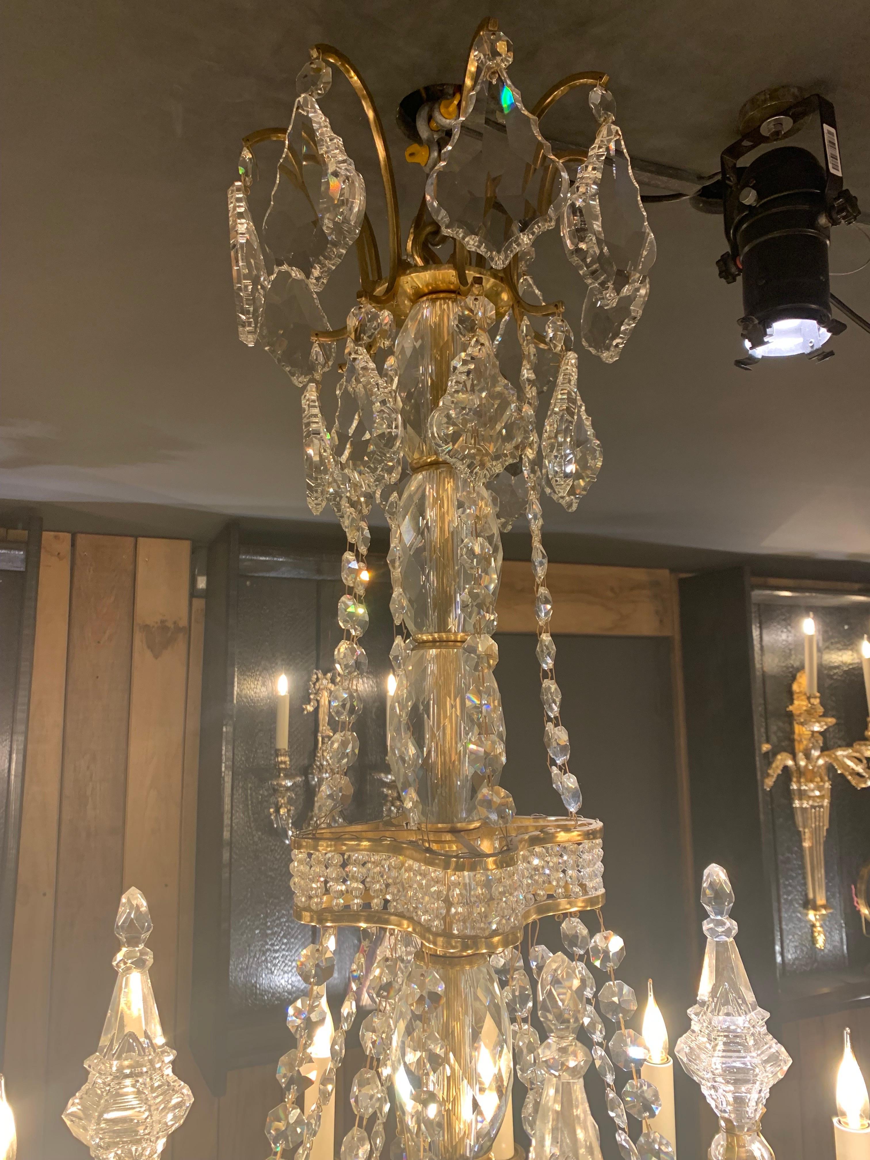 18th Century and Earlier 18th Century Gallery Chandelier with 12 Lights in Bronze and Gold 18k