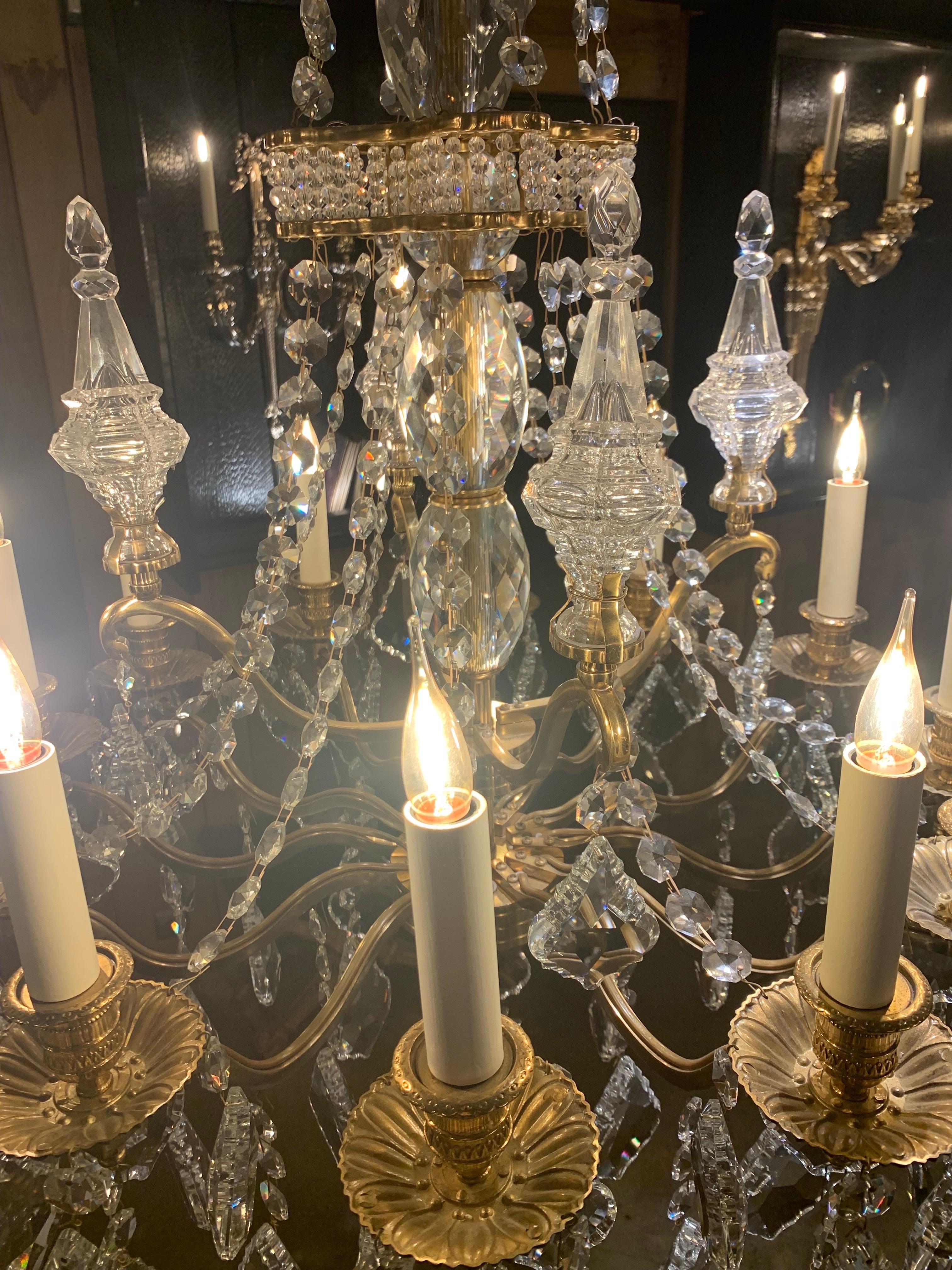 Galerie-Kronleuchter aus dem 18. Jahrhundert mit 12 Lights in Bronze und Gold 18k 1