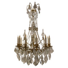 Antique 18th Century Gallery Chandelier with 12 Lights in Bronze and Gold 18k