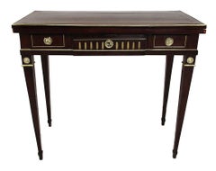 18th Century Game Table in Dark Wood and Brass Decor