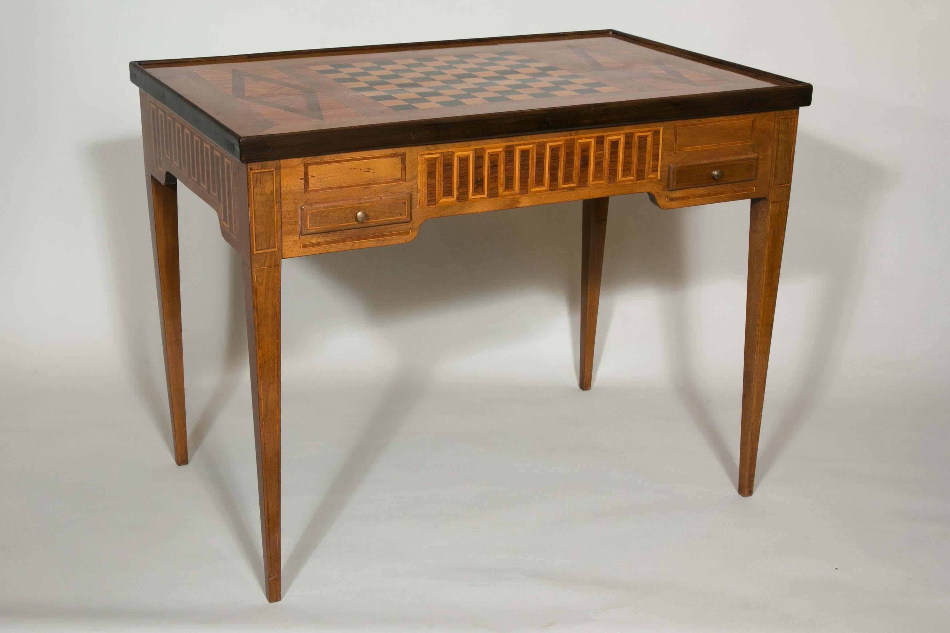 18th Century Games Table in Marquetry of Precious and Rare Woods, Louis XVI 3