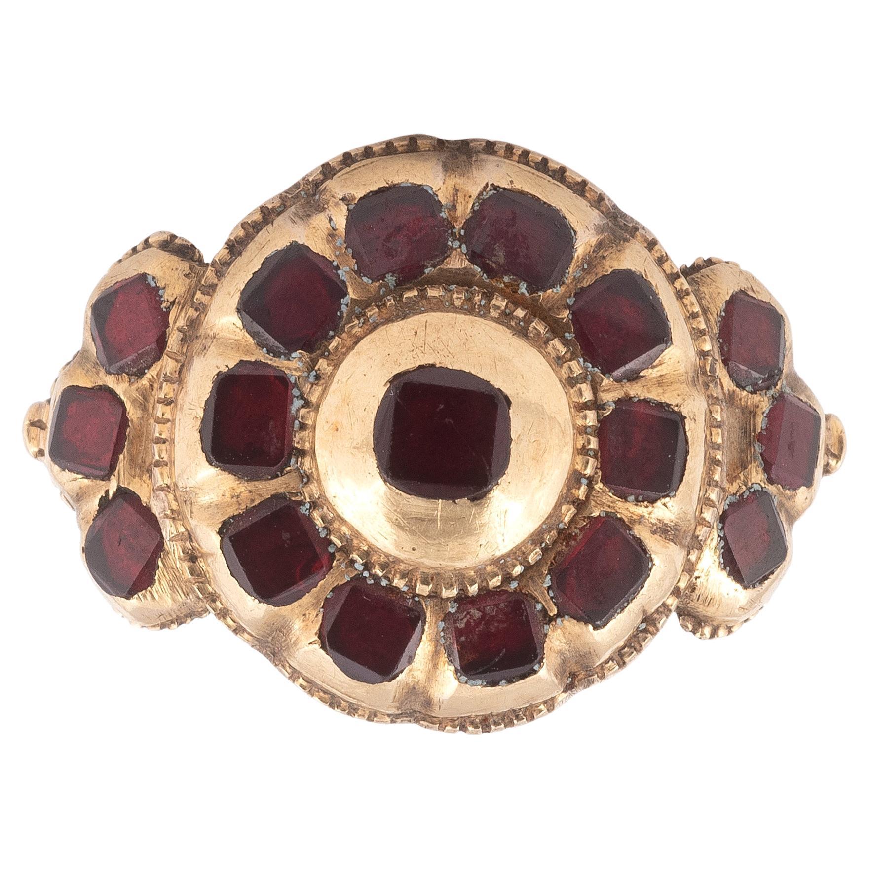 18. Jahrhundert Granat Gold Fede Ring im Zustand „Hervorragend“ in Firenze, IT