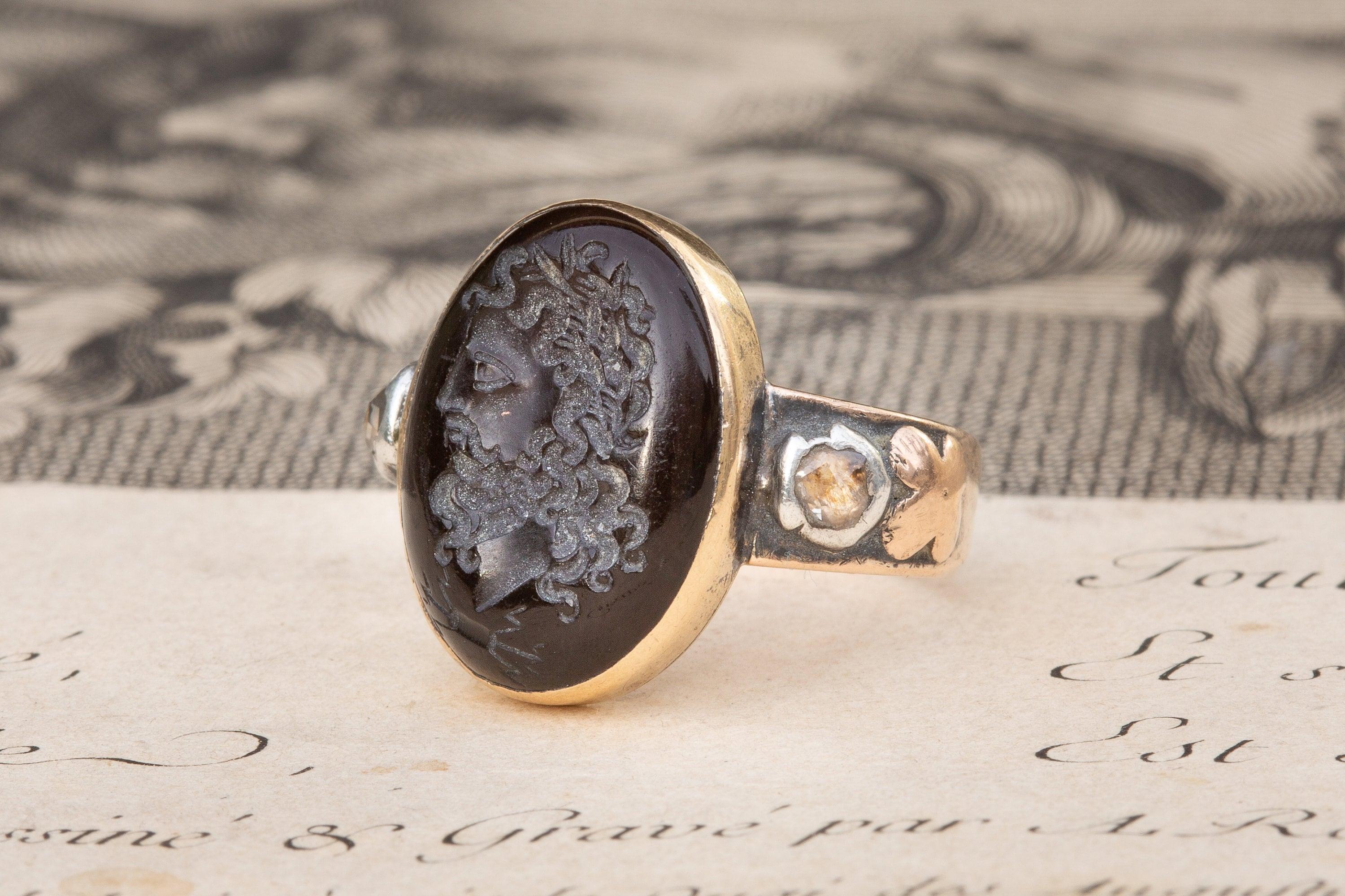 Women's or Men's 18th Century Garnet Intaglio Signet Ring