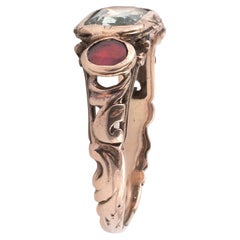 18th Century Garnet Rock Crystal Gold Fede Ring