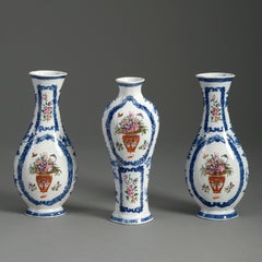 18th Century Garniture of Three Qianlong Period Famille Rose Porcelain Vases
