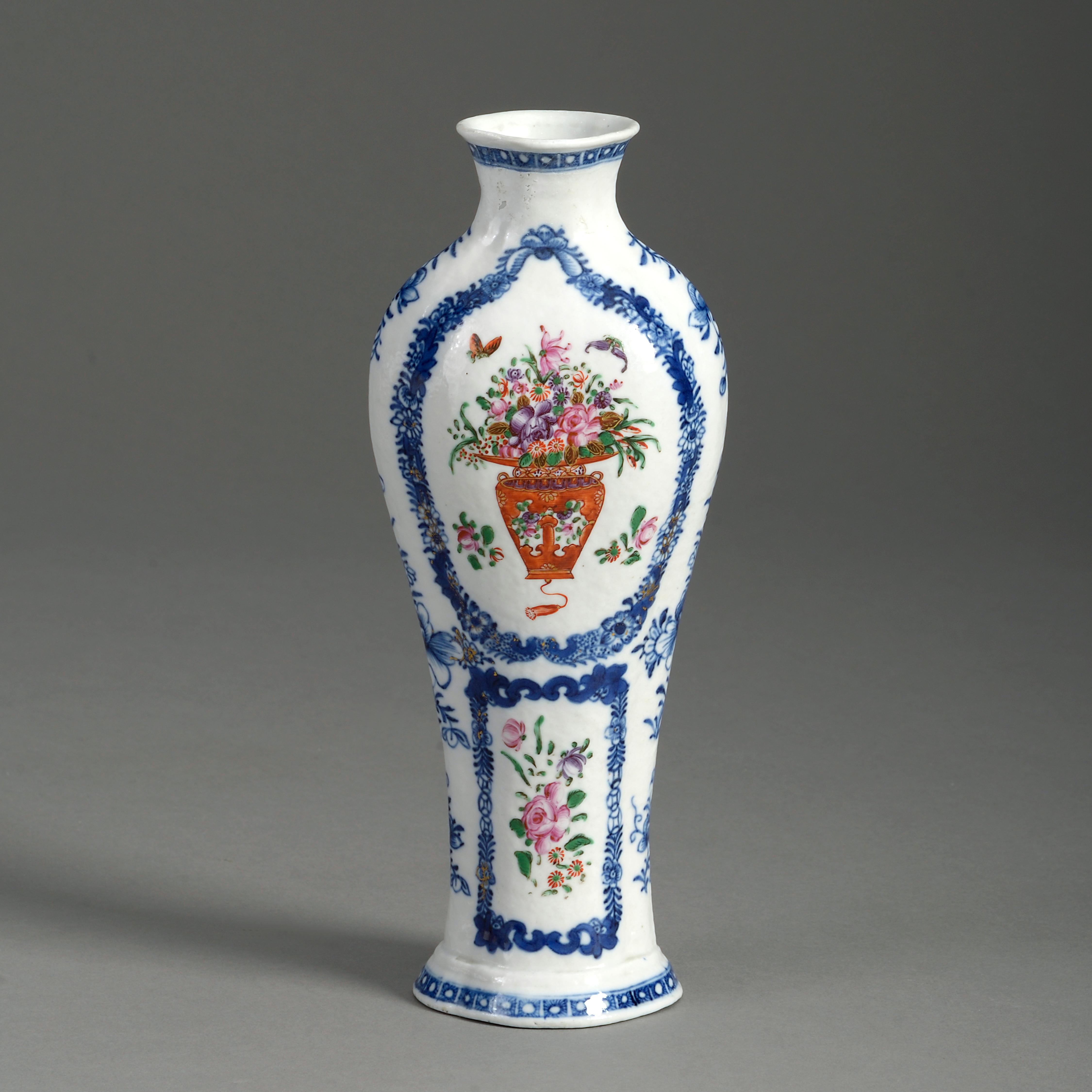 Chinese Export 18th Century Garniture of Three Qianlong Period Famille Rose Porcelain Vases