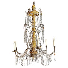Used 18th Century Genoese Church Gilded and Crystal Chandelier