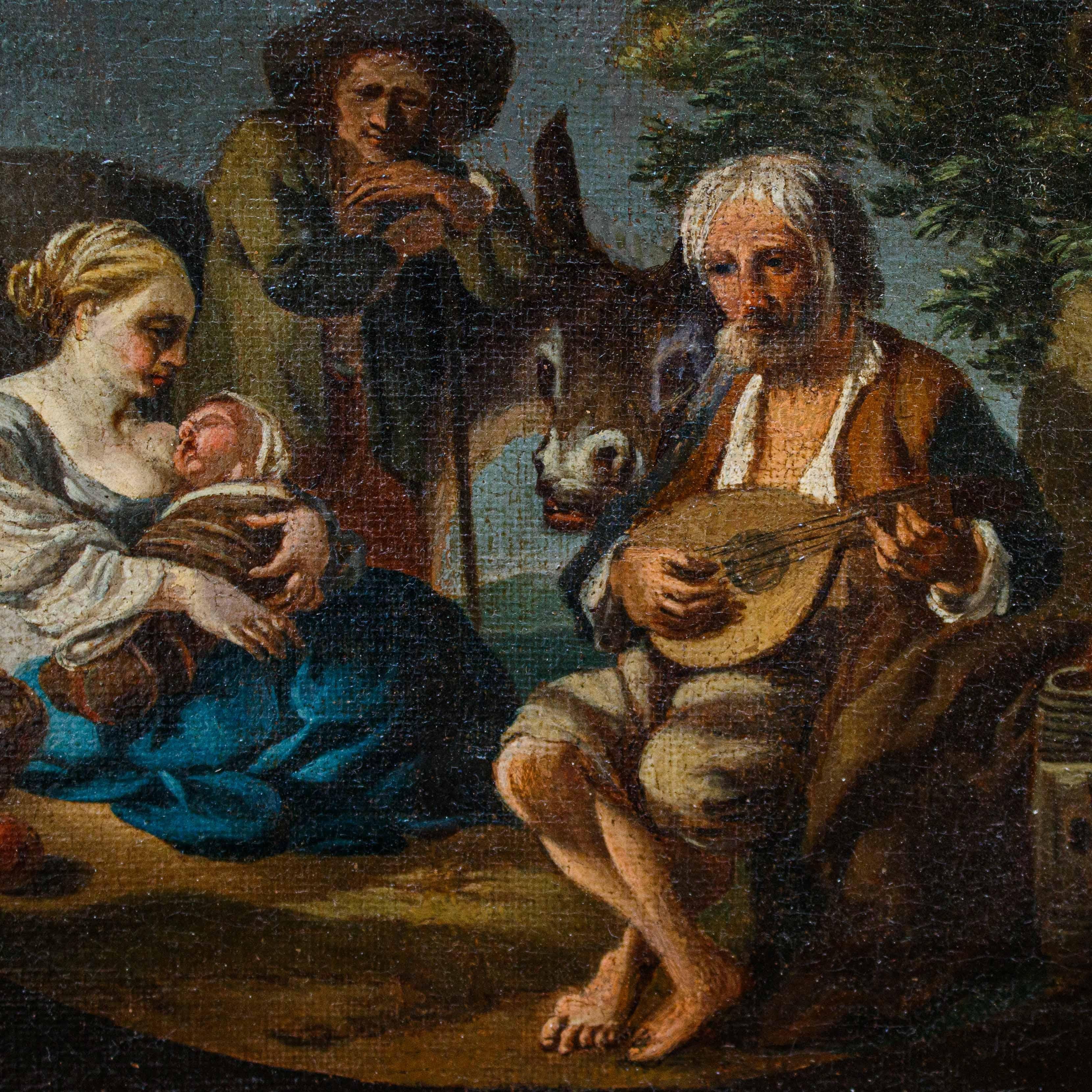 XVIIIe siècle et antérieur Peinture  l'huile sur toile de scne de genre du 18me sicle attribue  Paolo Monaldi en vente