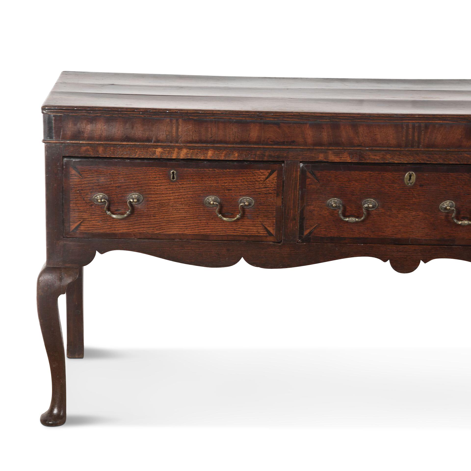 English 18th Century Geo III Oak and Mahogany Dresser For Sale