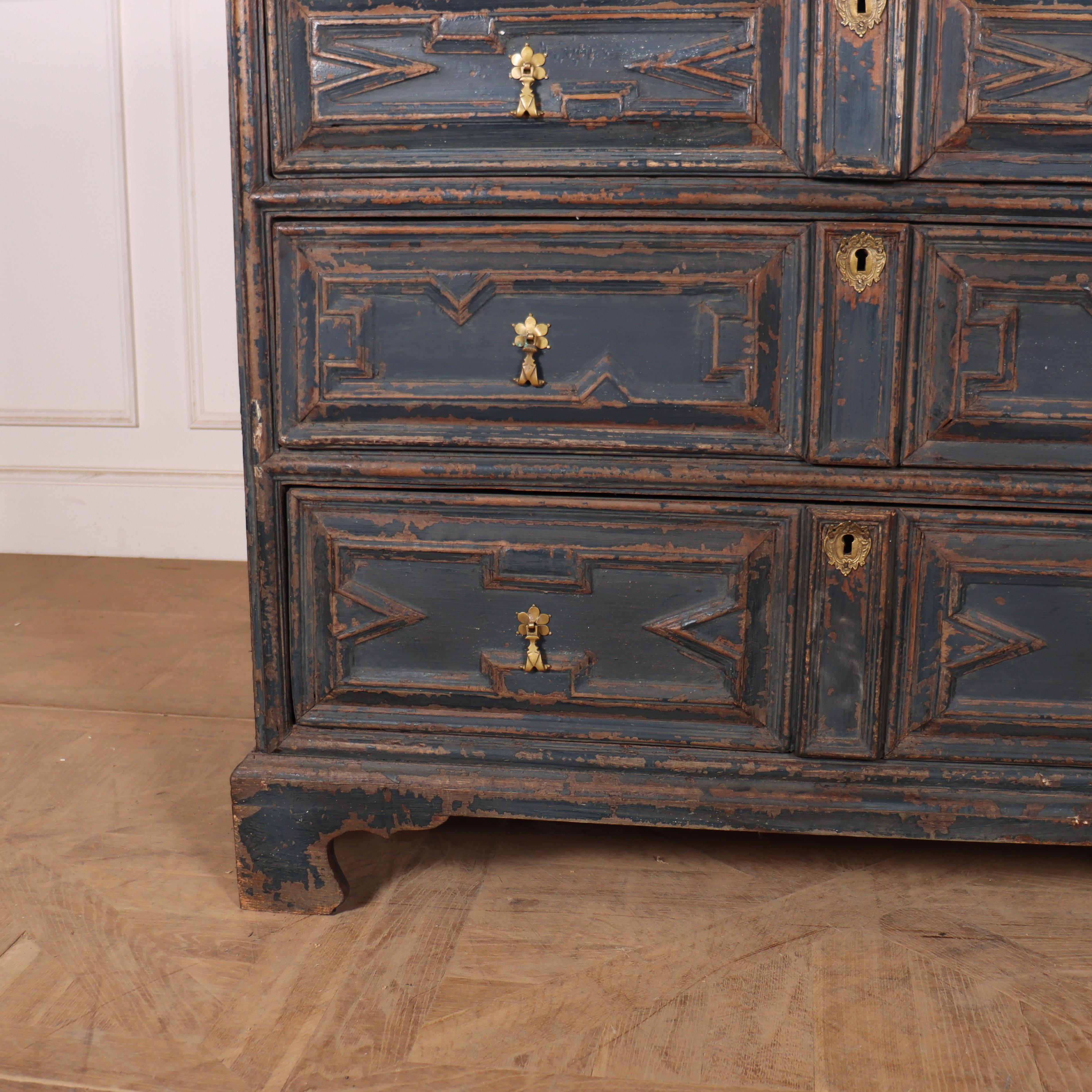 Early 18th C English painted oak geometric chest of drawers. 1720.

Reference: 7876

Dimensions
44.5 inches (113 cms) Wide
23 inches (58 cms) Deep
41 inches (104 cms) High.