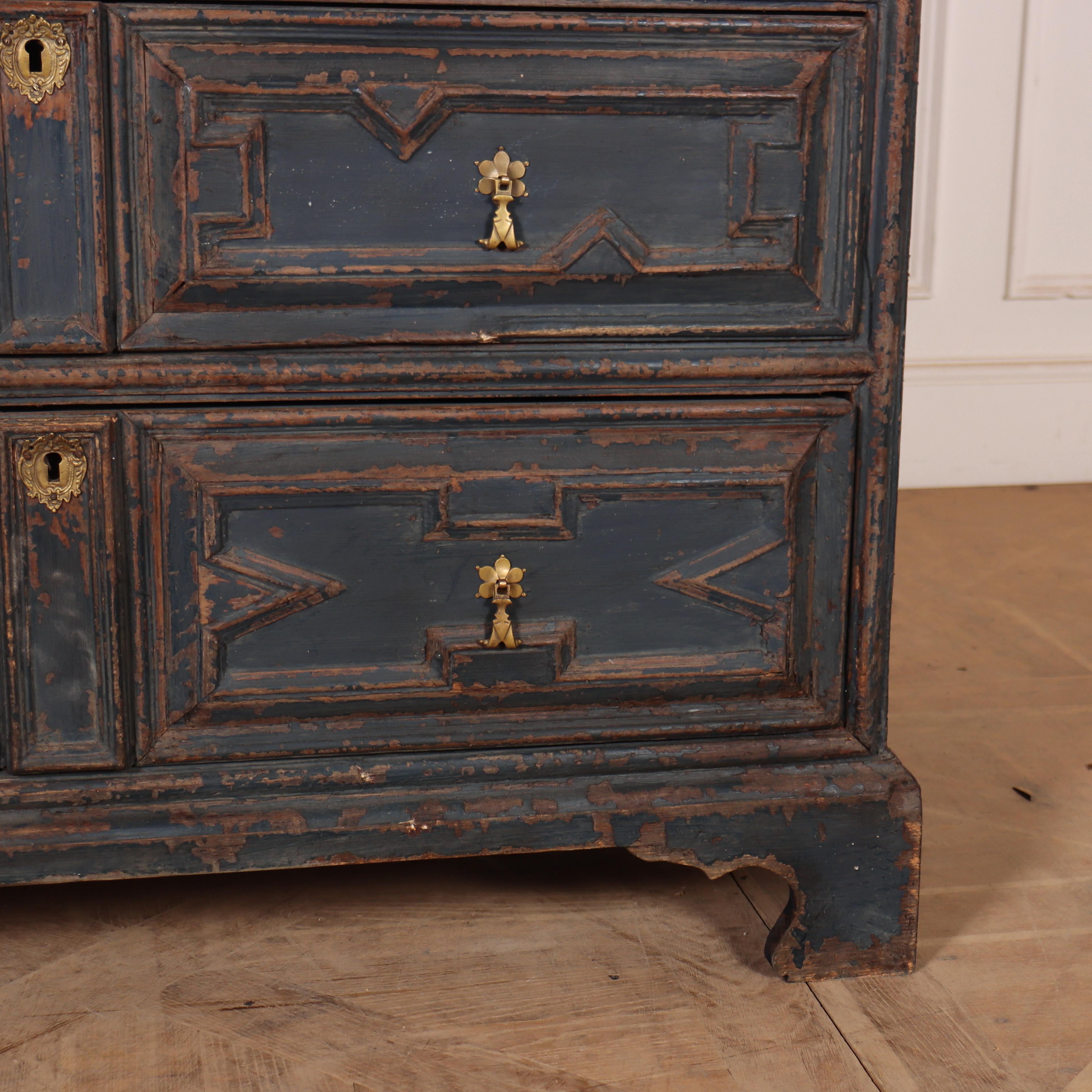 Painted 18th Century Geometric Chest of Drawers For Sale