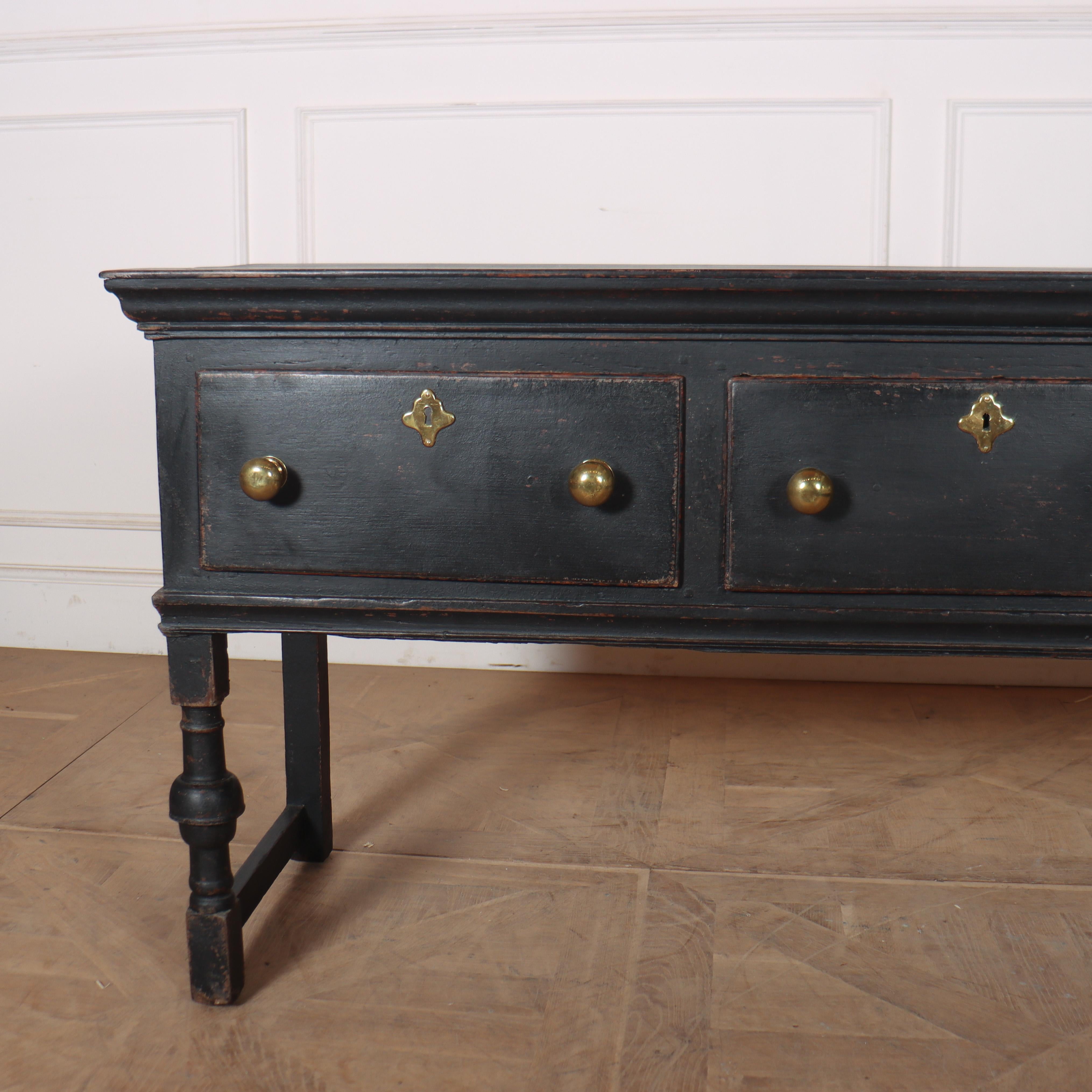 Good 18th C geometric English 3 drawer painted oak dresser base. 1760.

Reference: 8253

Dimensions
77 inches (196 cms) Wide
17.5 inches (44 cms) Deep
31 inches (79 cms) High