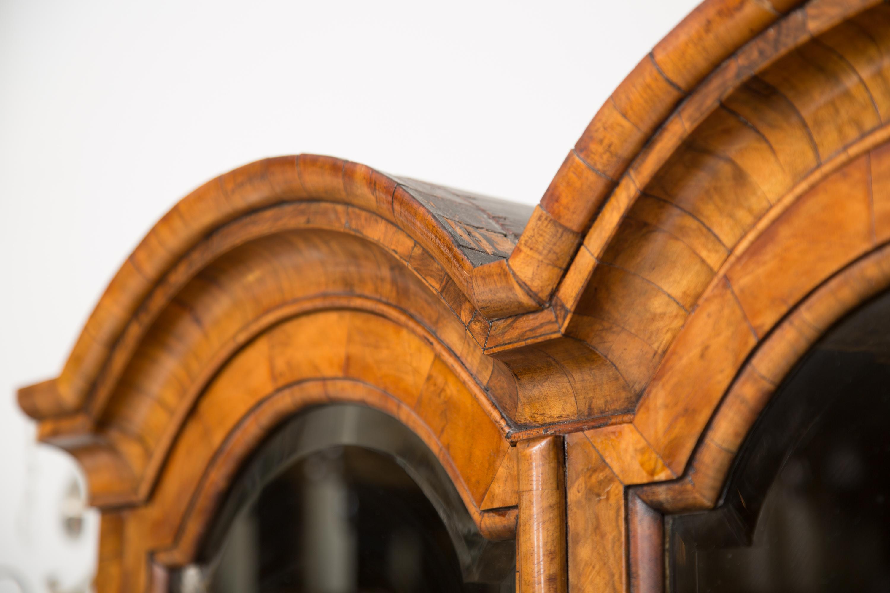 English 18th Century George I Burled Walnut Double-Dome Cabinet