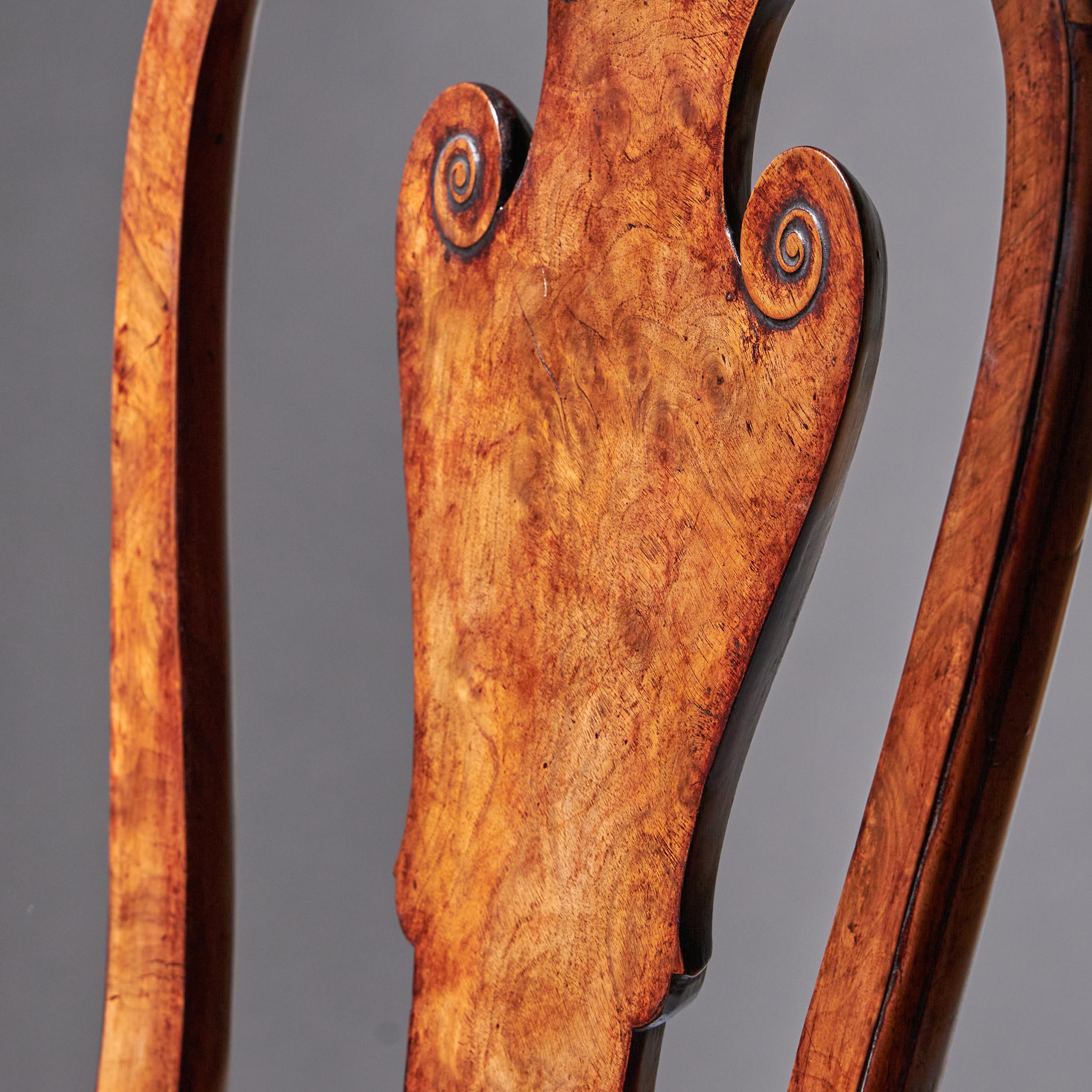 18th Century George I Carved Walnut Chair Covered in Period Needlework 13