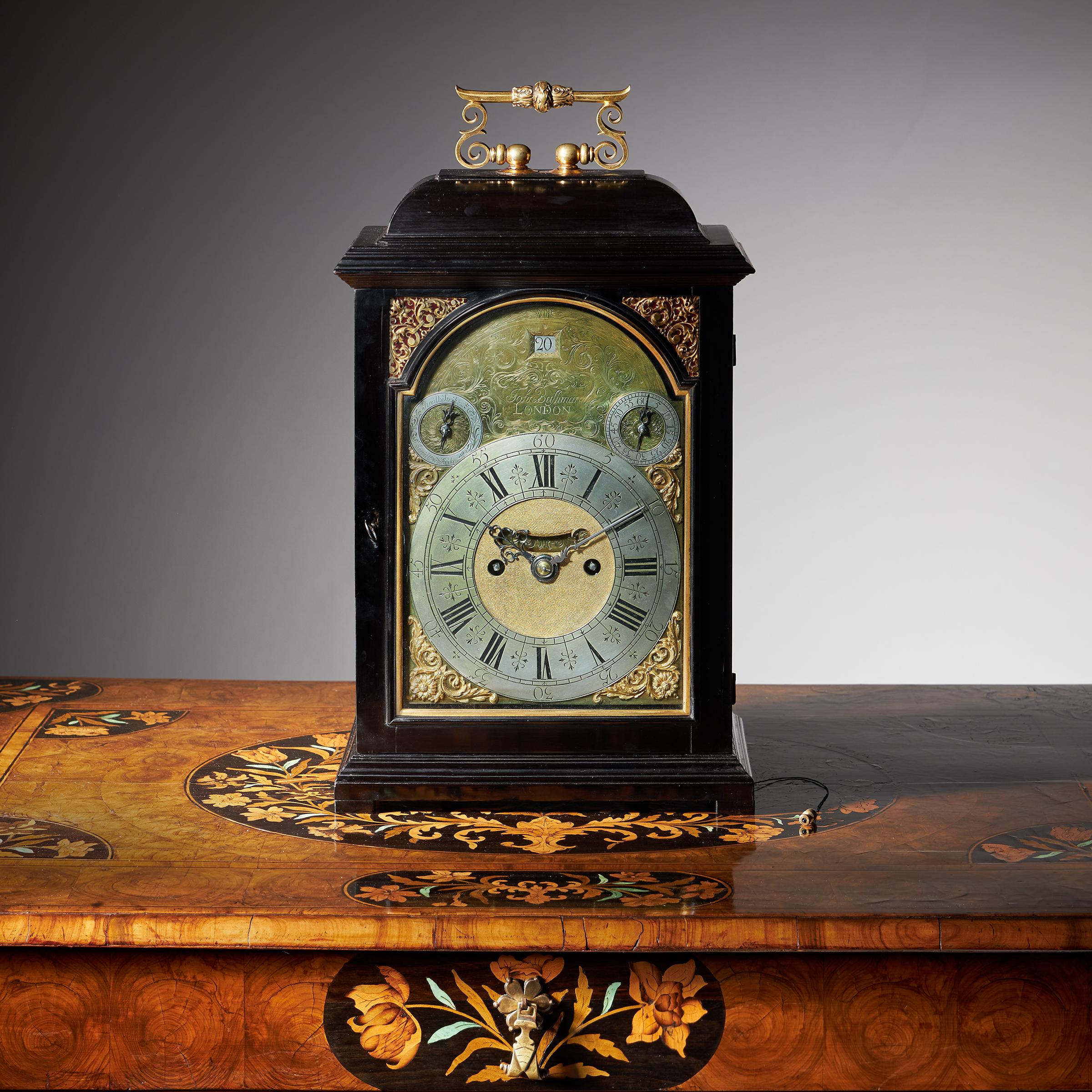 18th Century George I Eight-Day Ebony Table Clock with Pull Repeat by Bushman 5