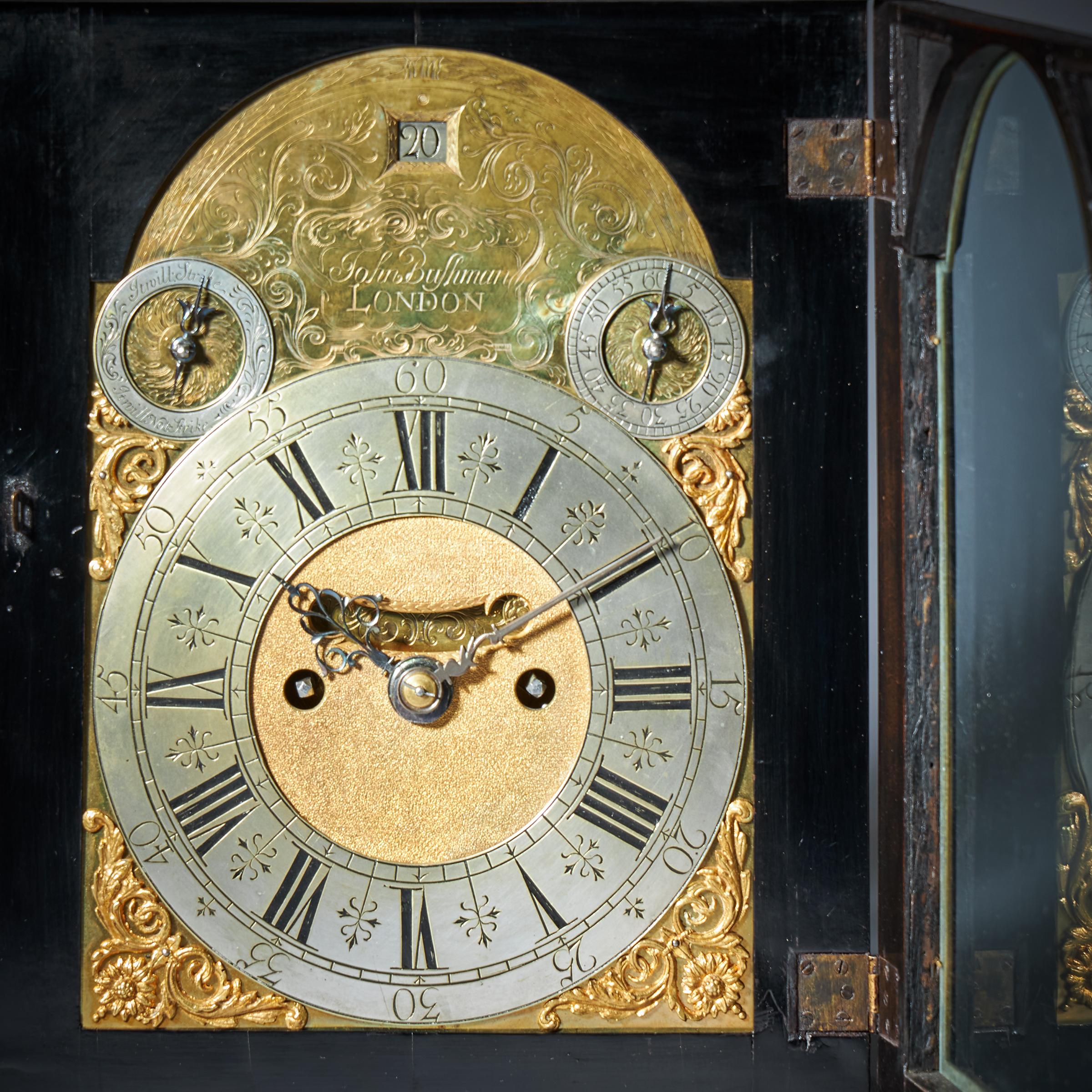 18th Century George I Eight-Day Ebony Table Clock with Pull Repeat by Bushman 2