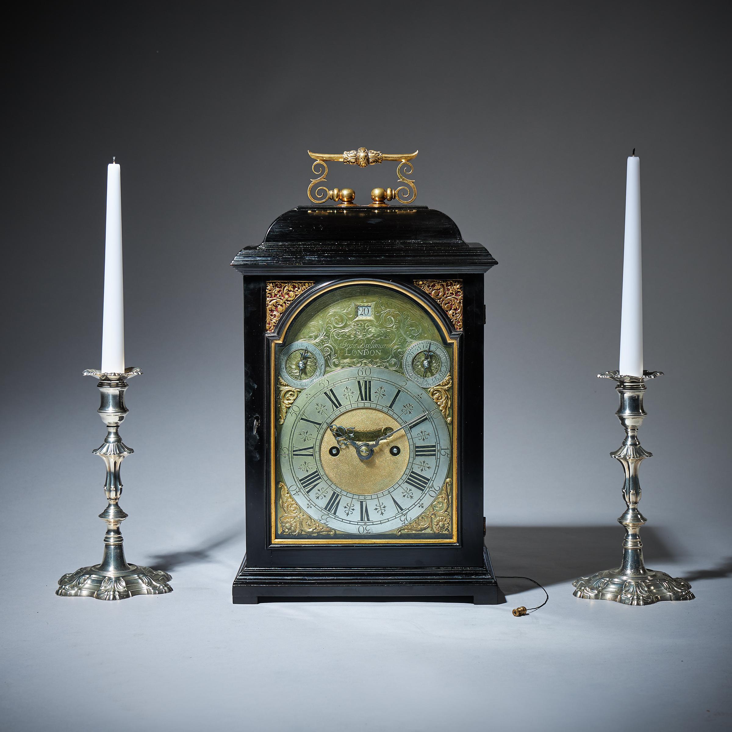 18th Century George I Eight-Day Ebony Table Clock with Pull Repeat by Bushman 4