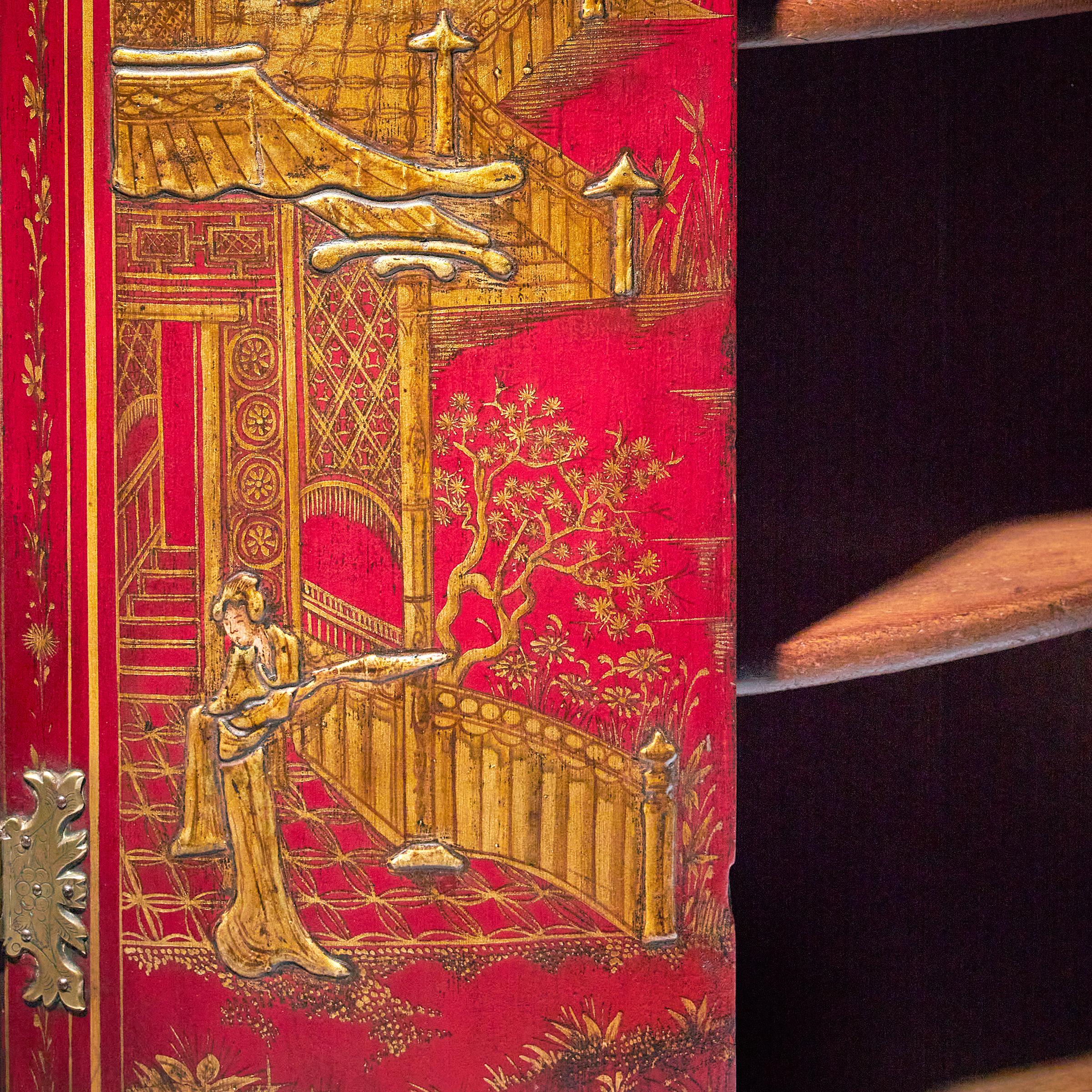 Armoire d'angle George II du 18ème siècle en écarlate et laque japonaise rouge, Att. Giles Grendey en vente 5