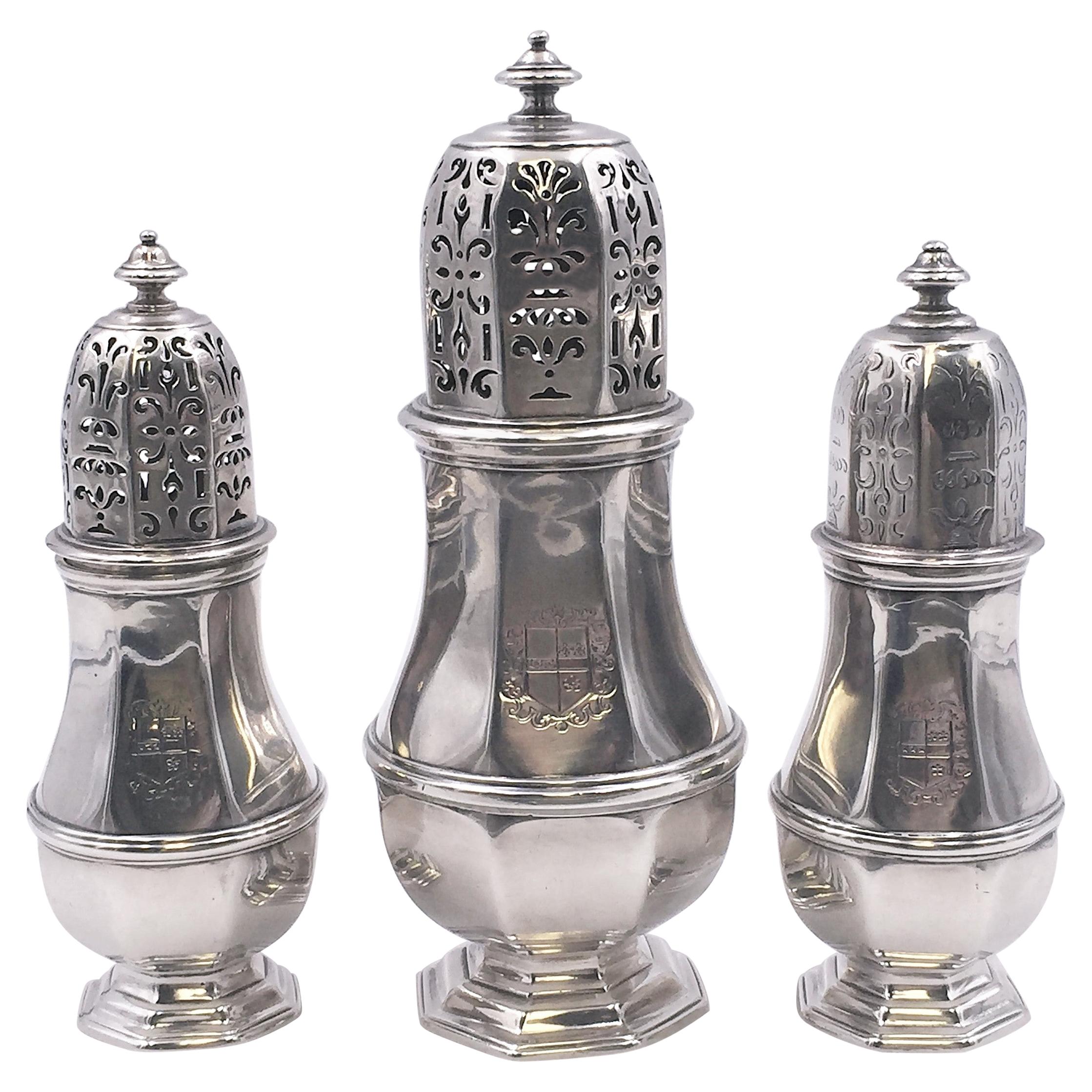 Large Silver Sugar Caster Shaker Muffineer Nathan Ridley Hayes