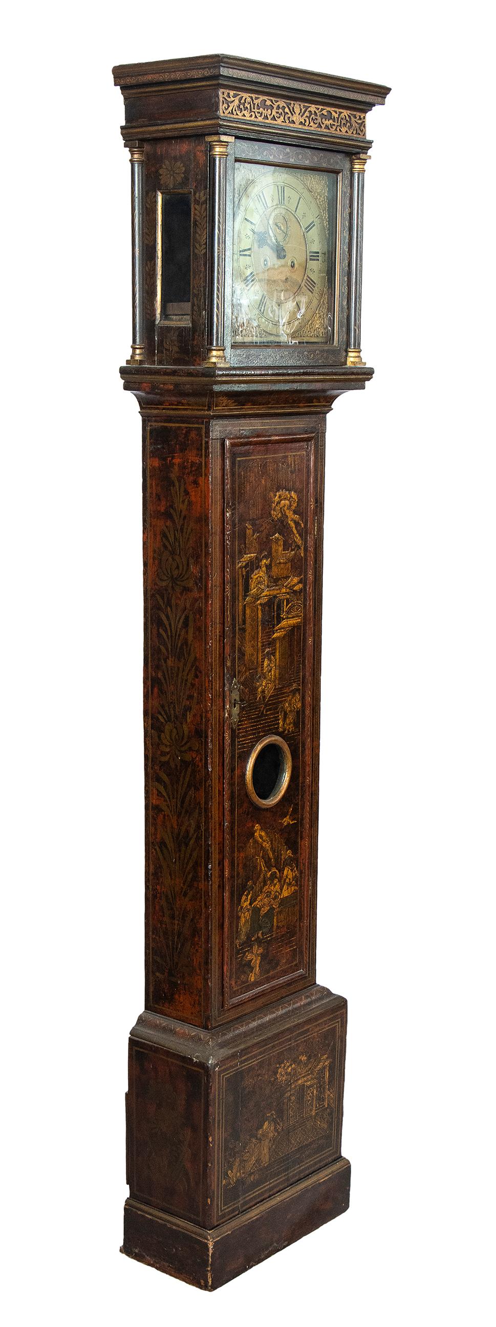 18th Century George I Style Lacquered Chinoiserie Grandfather Clock Longcase  In Good Condition In Roma, RM
