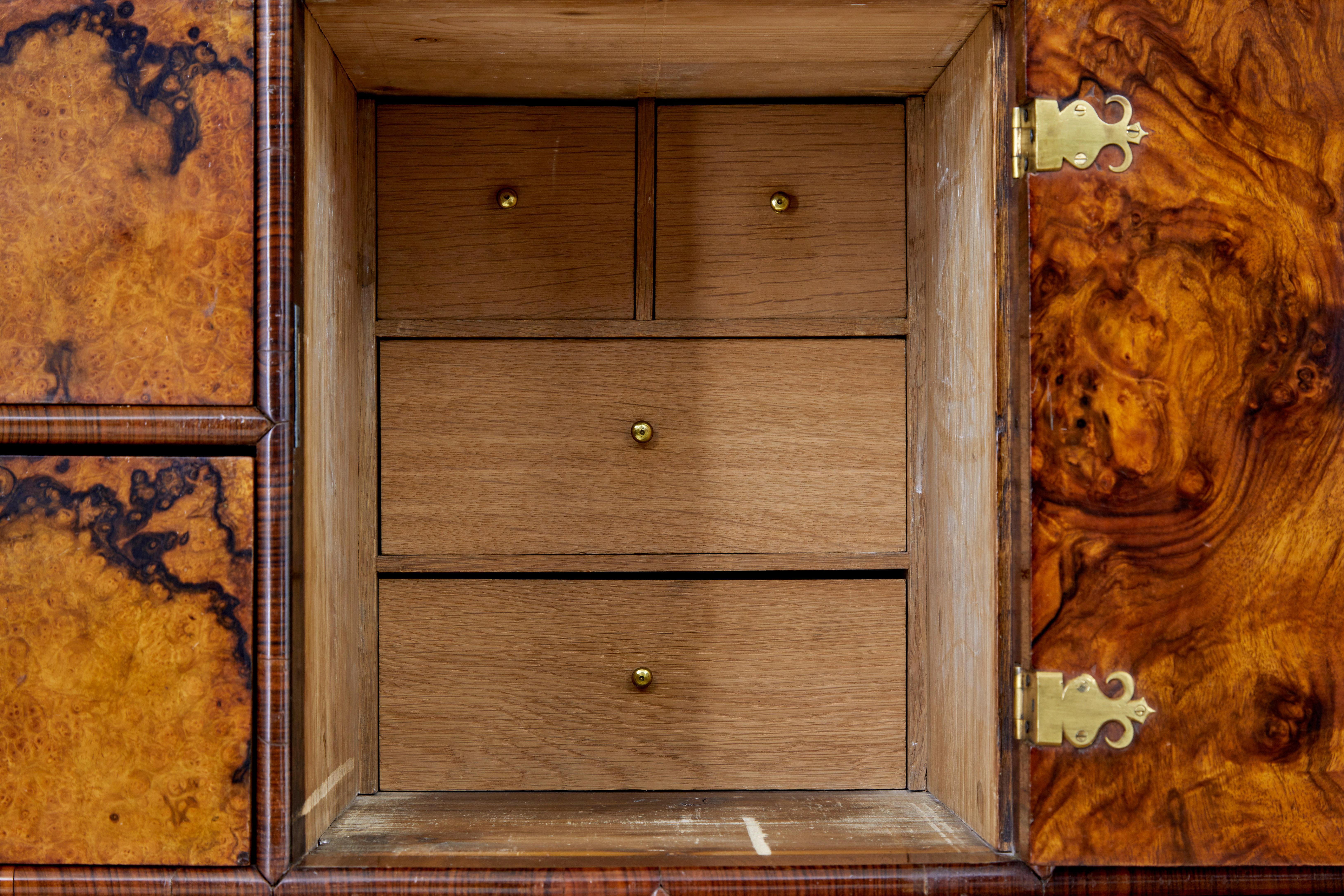 18th century George I walnut cabinet on chest 6