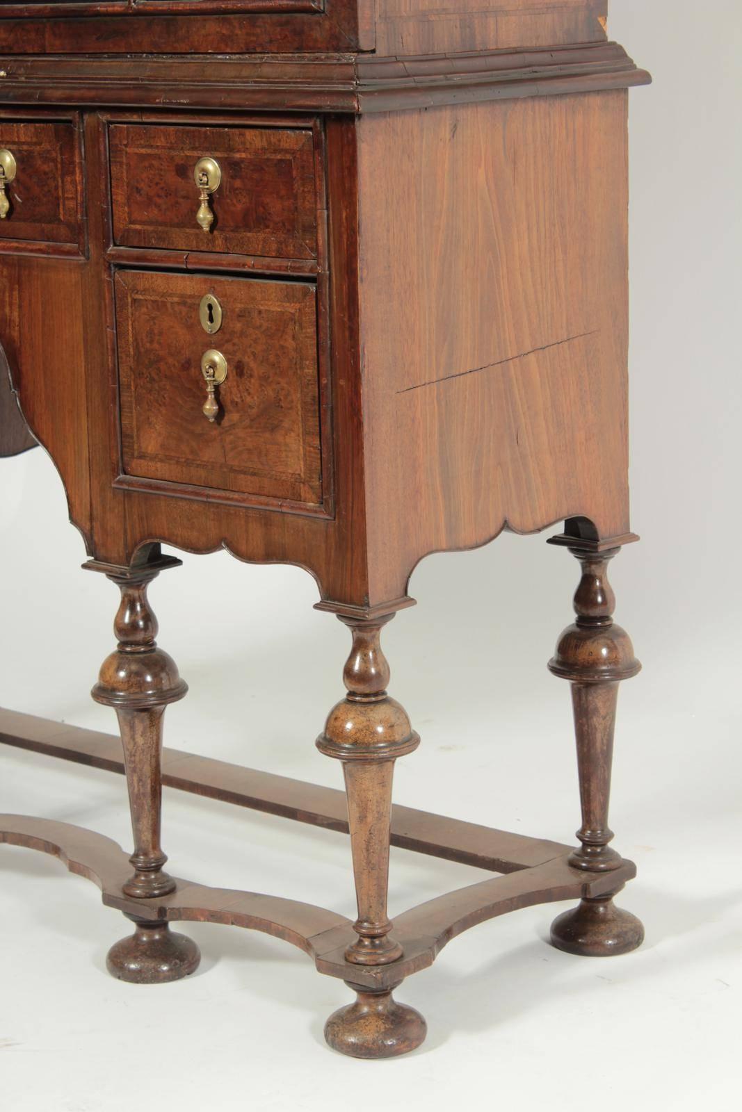English 18th Century George I Walnut Display Cabinet on Stand