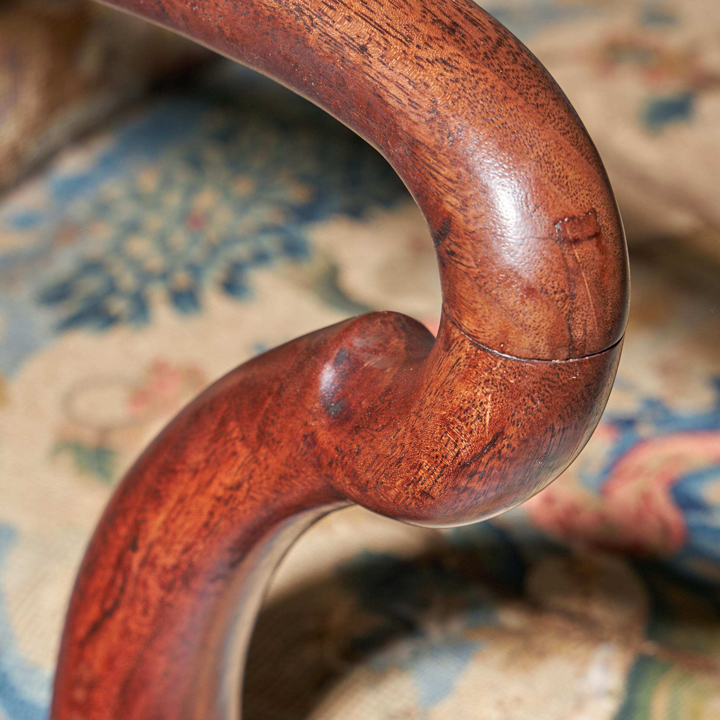 18th Century George I Walnut Shepherds Crook Armchair with Period Needlework For Sale 3