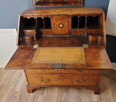 18th Century George II Burled Ash and Walnut Slant Top Desk