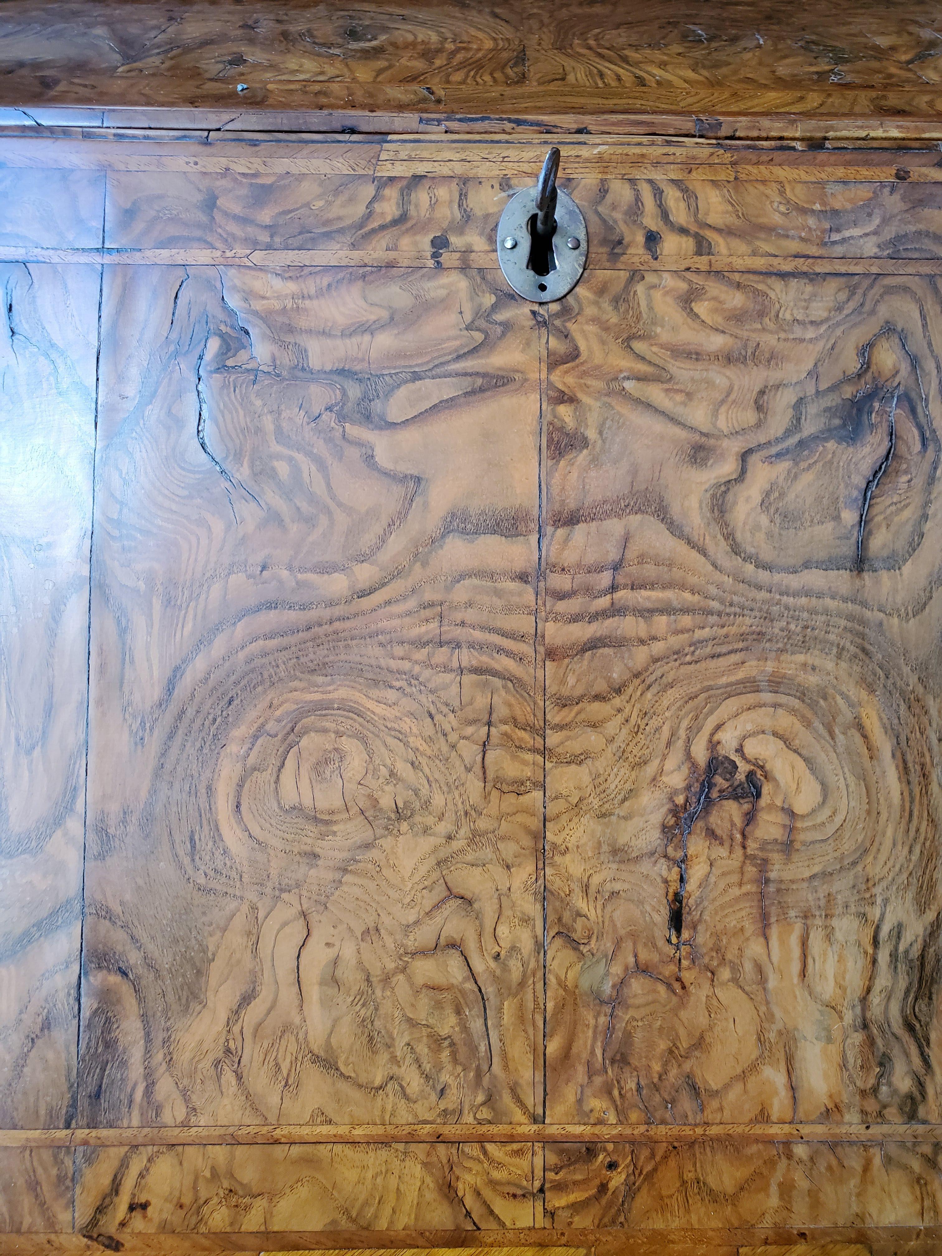18th Century George II Burled Ash and Walnut Slant Top Desk 2