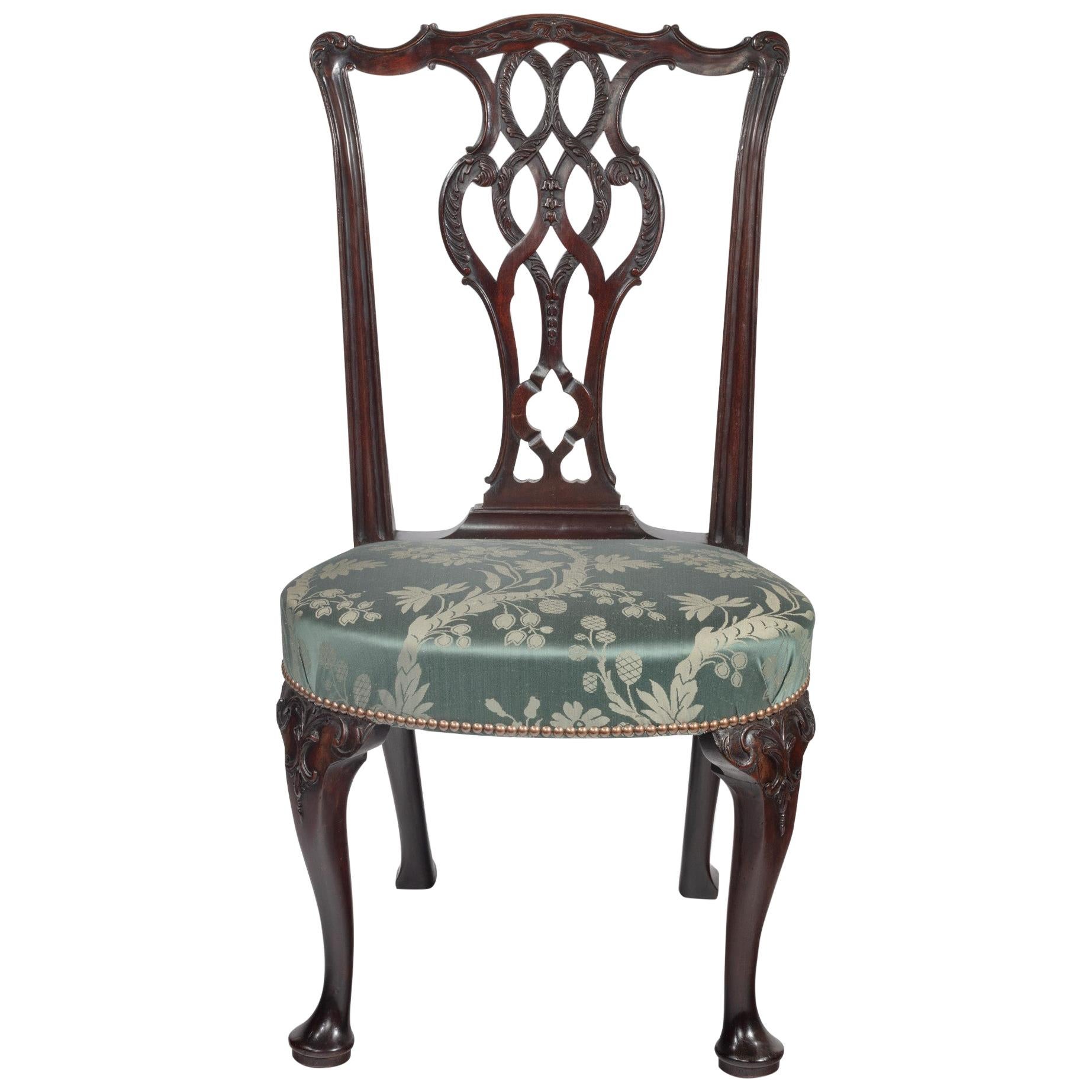 18th Century George II Carved Mahogany Side Chair For Sale