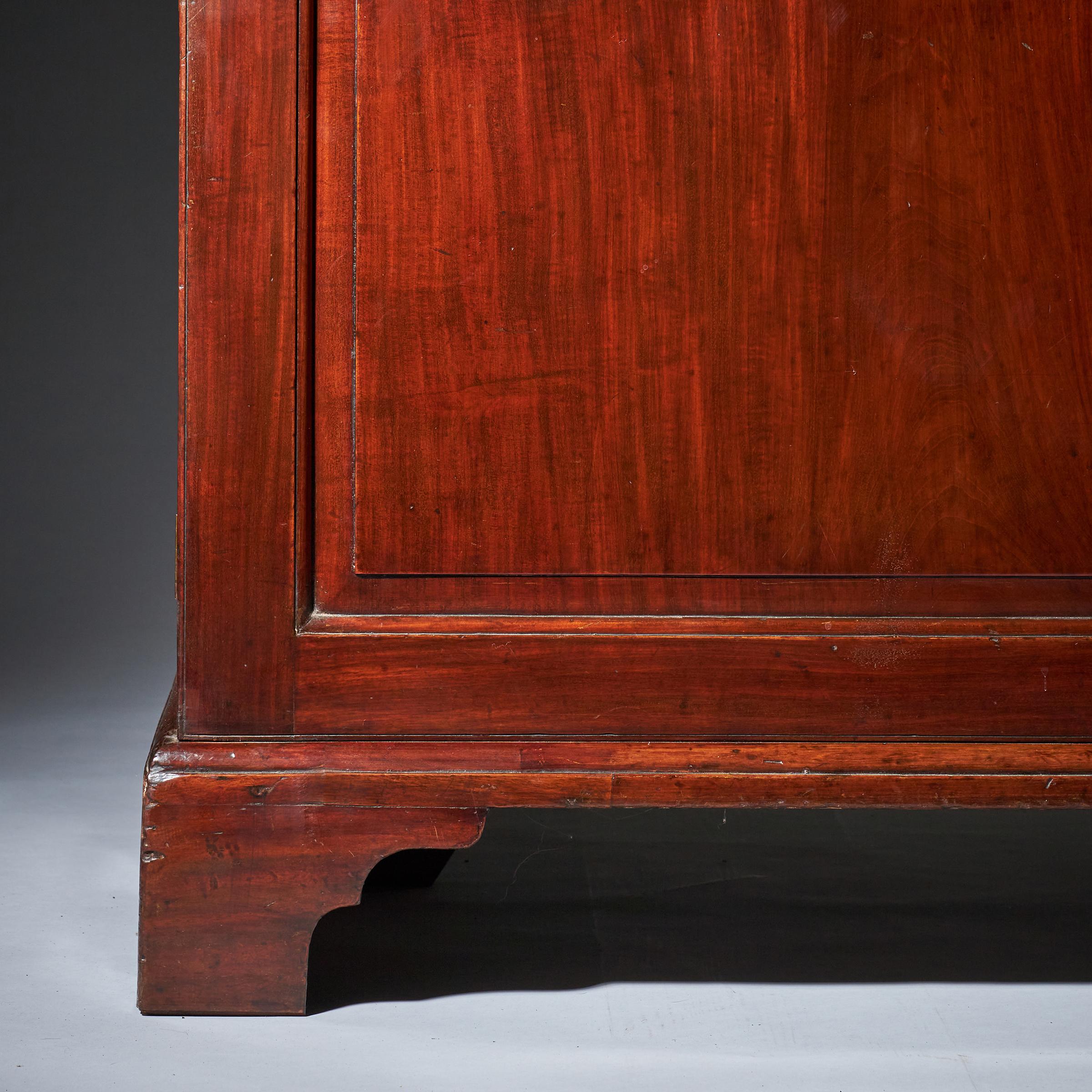 Georgian 18th Century George II Chippendale Period Two-Door Mahogany Glazed Bookcase For Sale