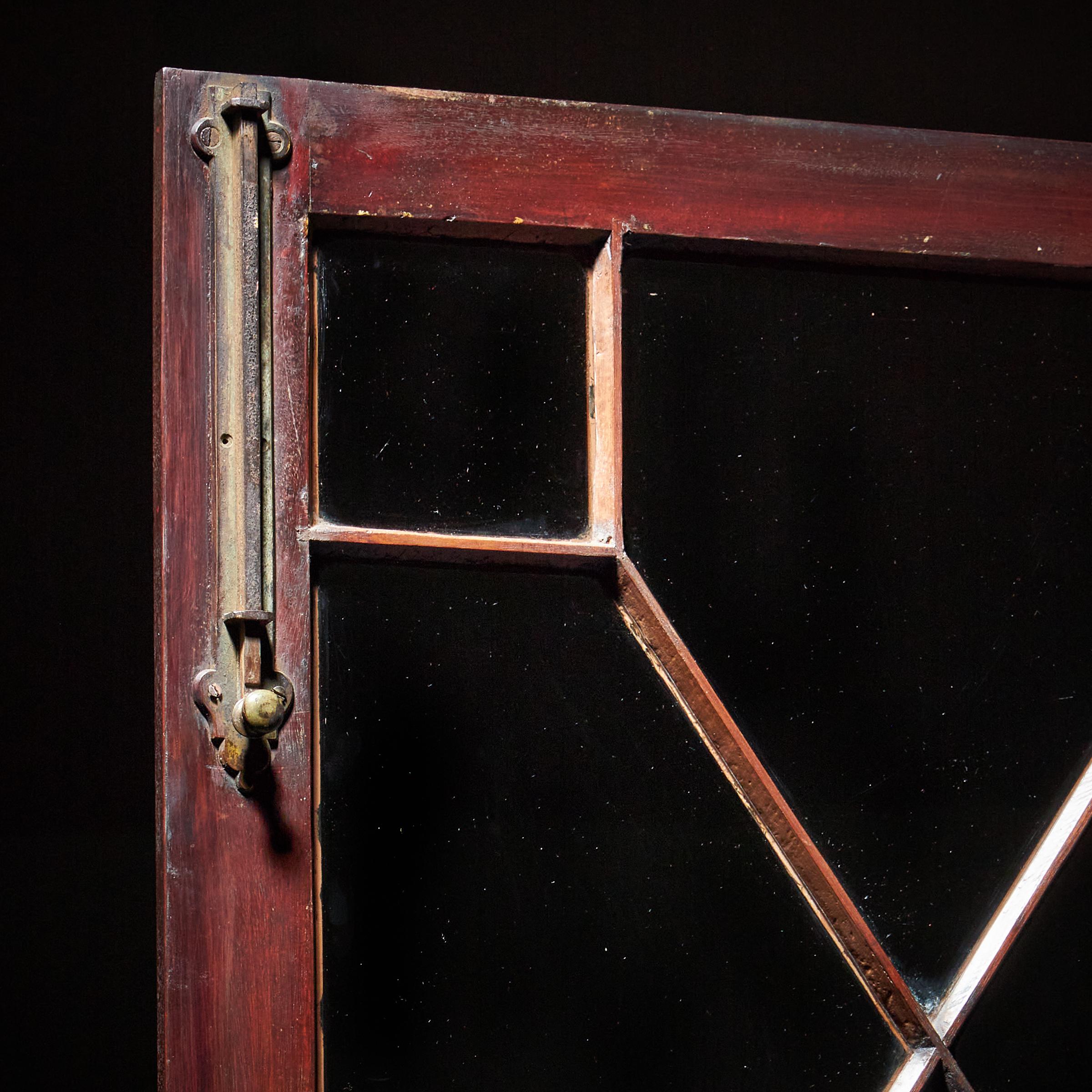 Brass 18th Century George II Chippendale Period Two Door Mahogany Glazed Bookcase