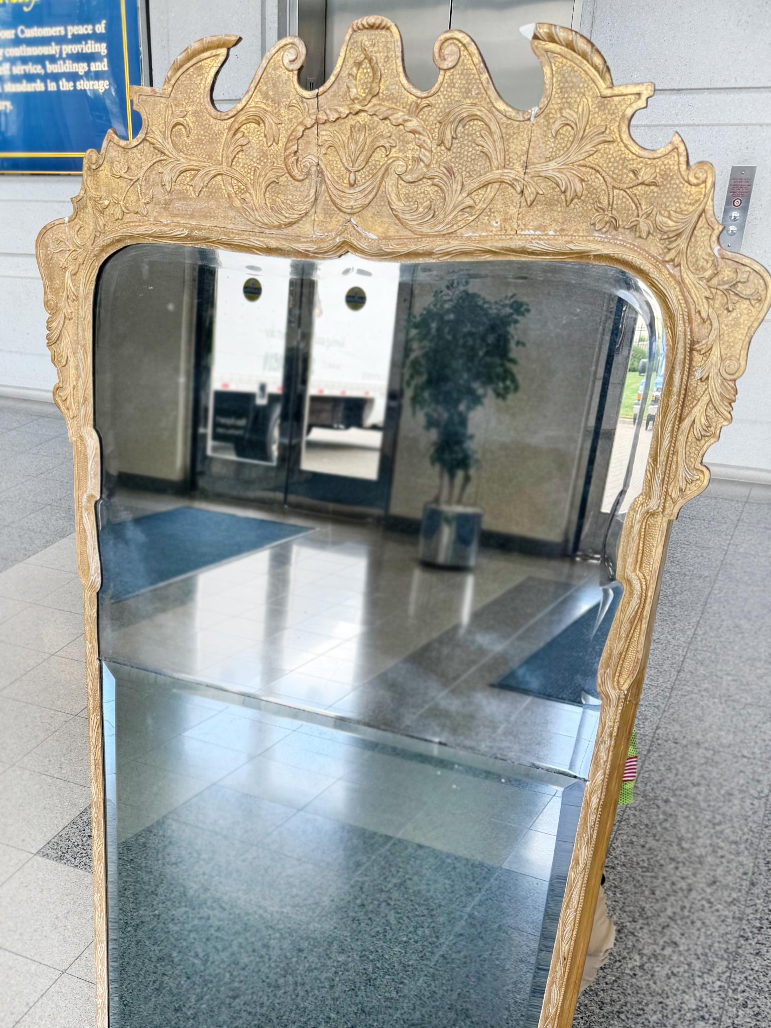 18th Century and Earlier 18th Century George II Giltwood Wall Mirror For Sale