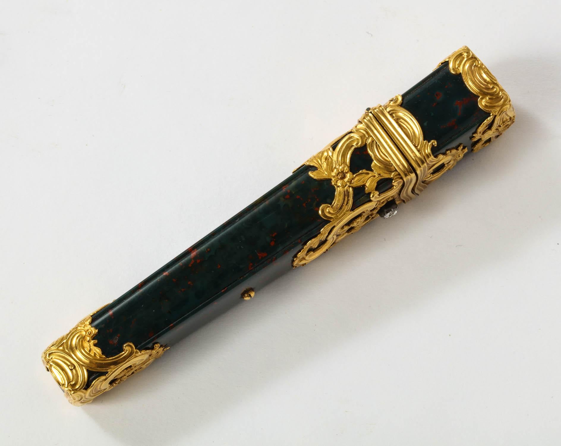 18th Century and Earlier 18th Century George II Gold and Bloodstone Etui Case, circa 1760