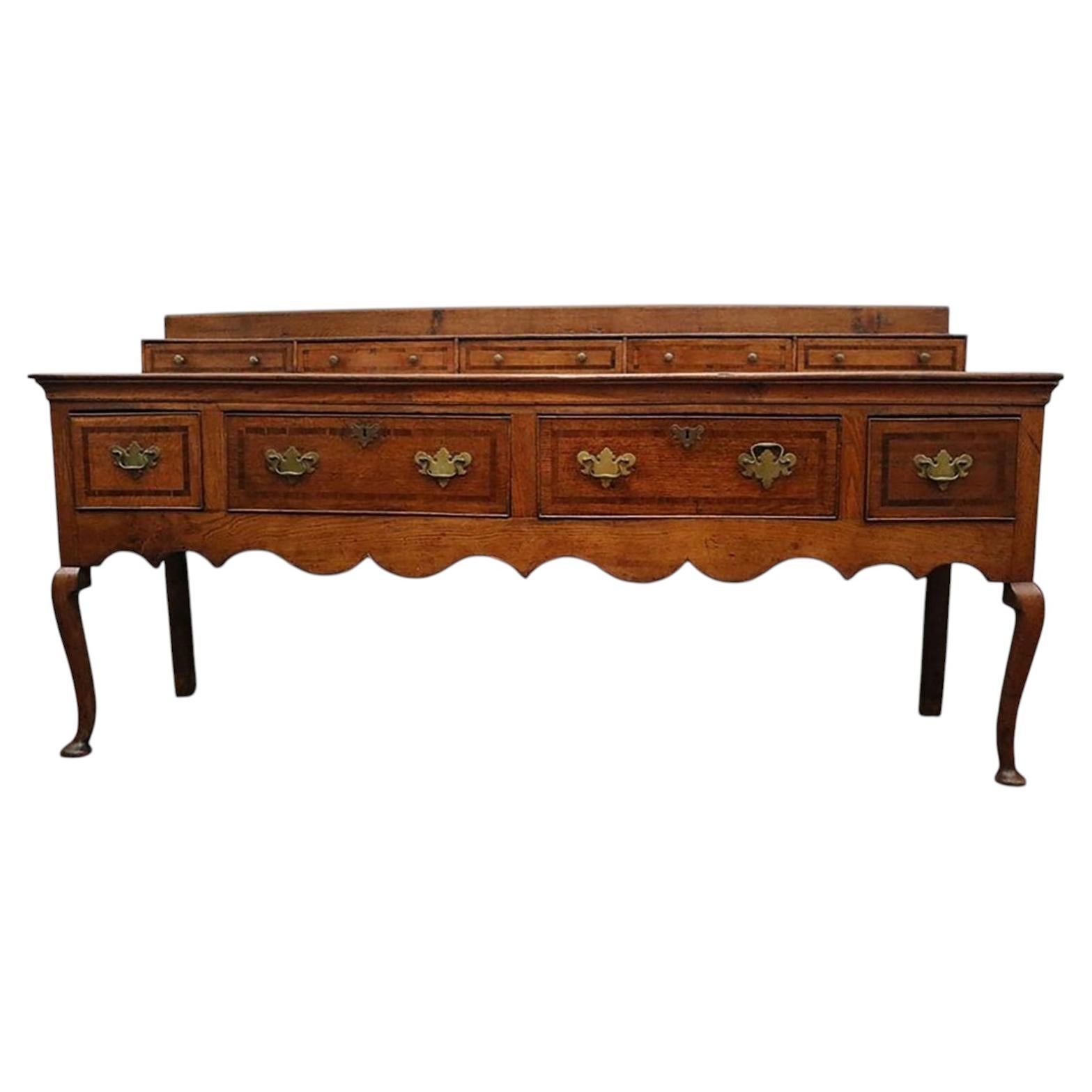 18th Century George II Inlaid Oak Sideboard