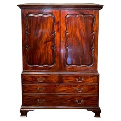 Used 18th-Century George II Mahogany Linen Press, Attributed, Giles Grendey