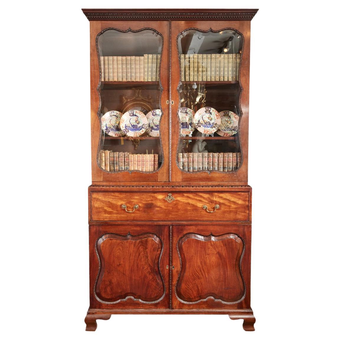 18th Century George II Mahogany Secretaire Bookcase Attributed to Giles Grendy