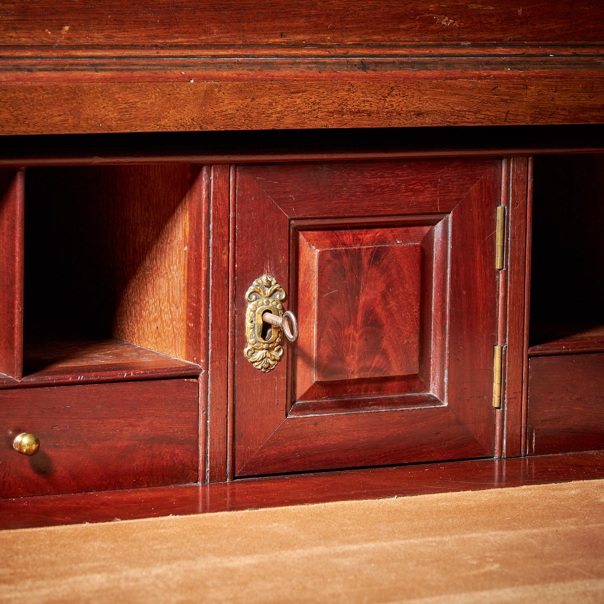 Brass 18th-Century George II Mahogany Secretaire Linen Press, Attributed, Giles Grendey For Sale