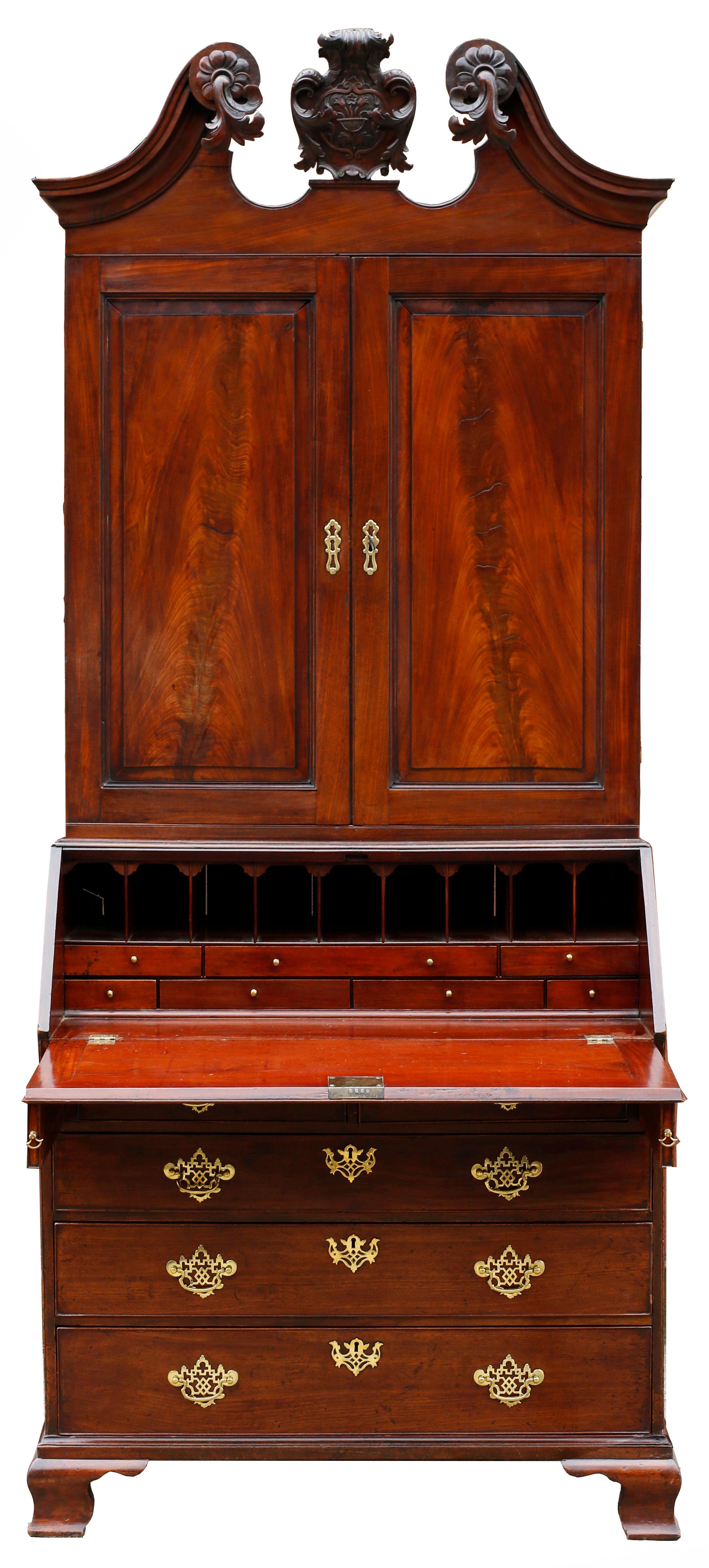 English 18th Century, George II Mahogany Secretary Bookcase For Sale