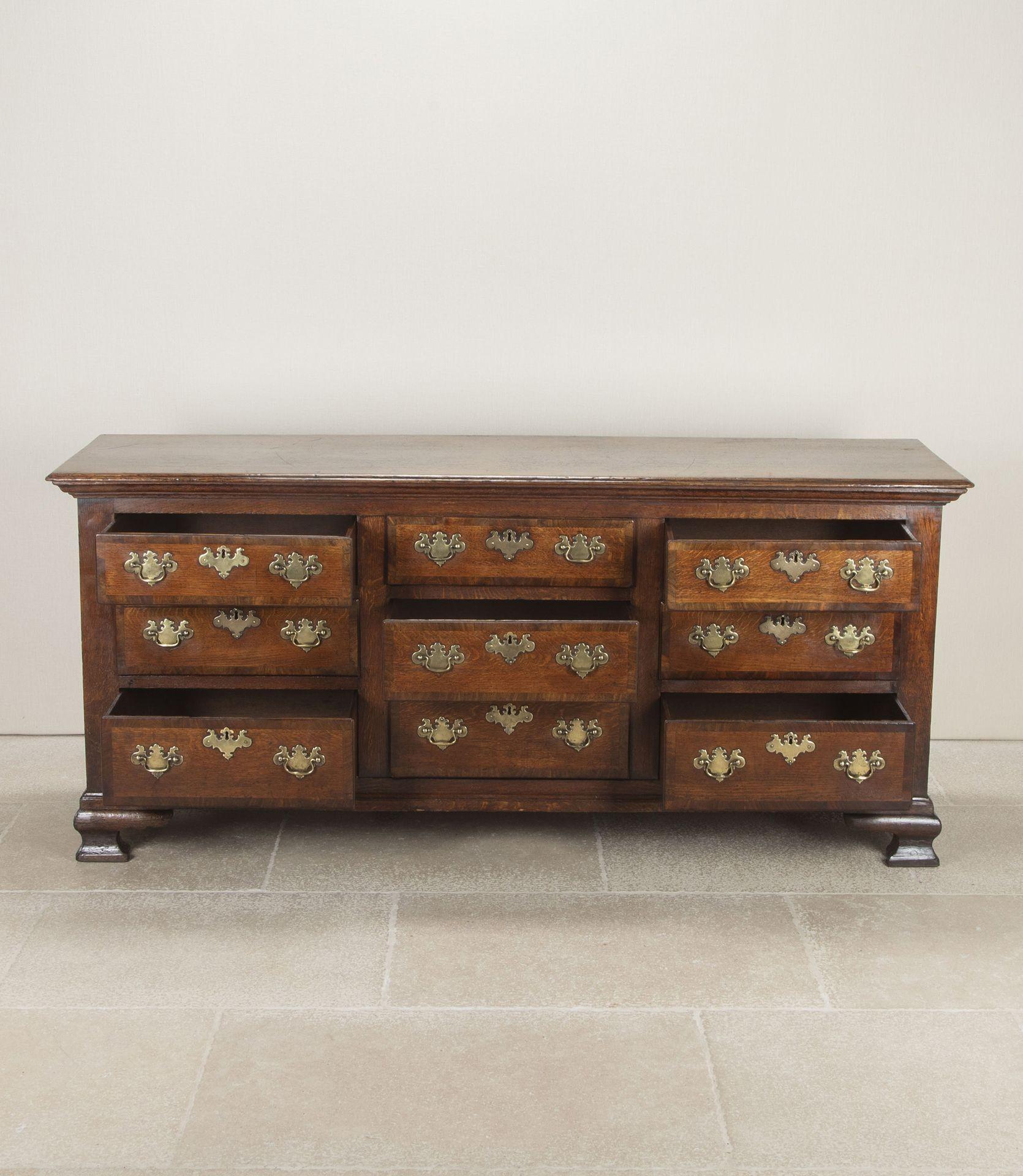 English 18th Century George II Nine Drawer Dresser Base For Sale