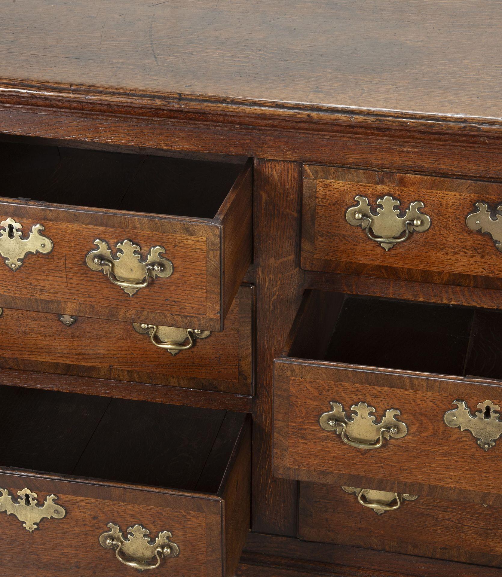 Brass 18th Century George II Nine Drawer Dresser Base For Sale