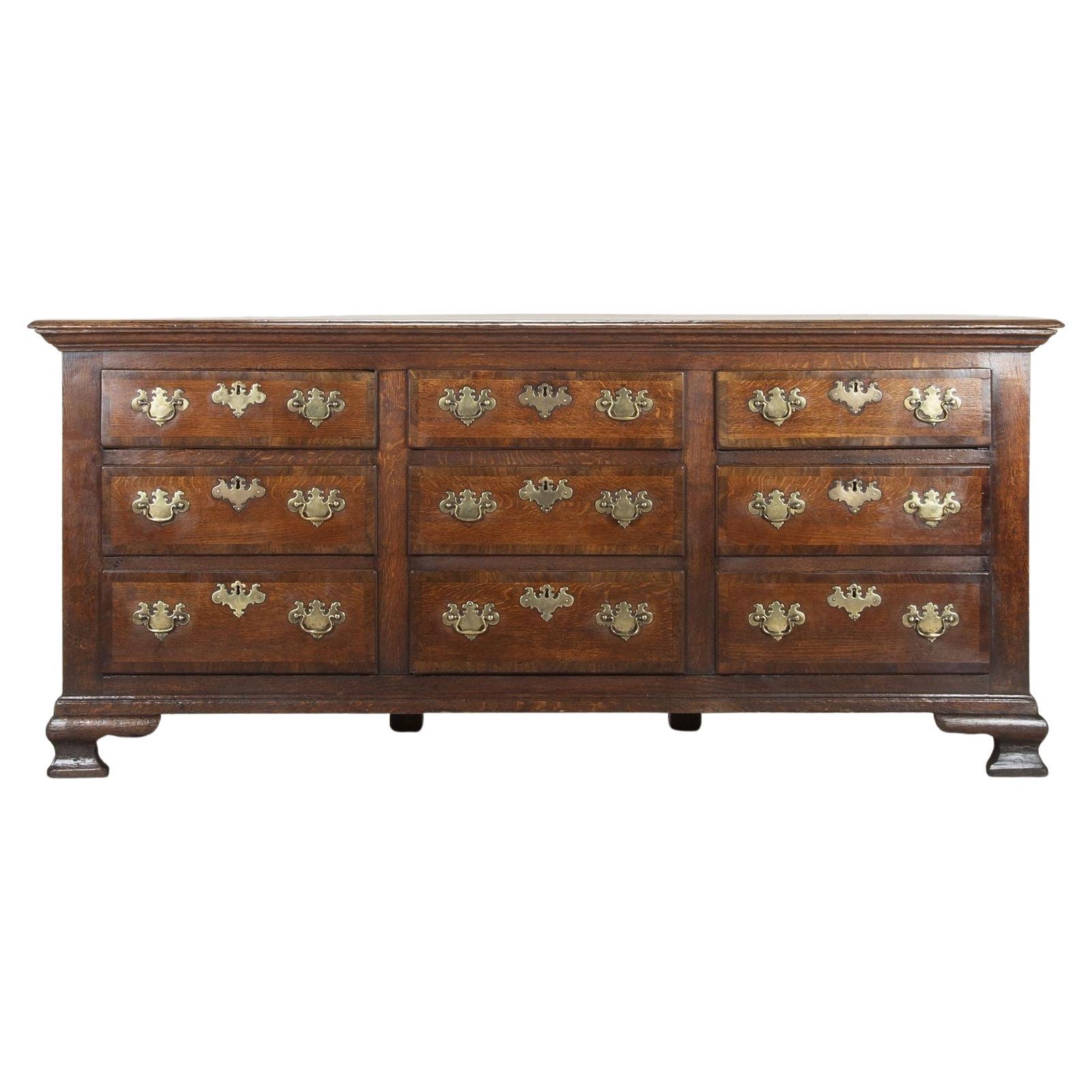 18th Century George II Nine Drawer Dresser Base For Sale