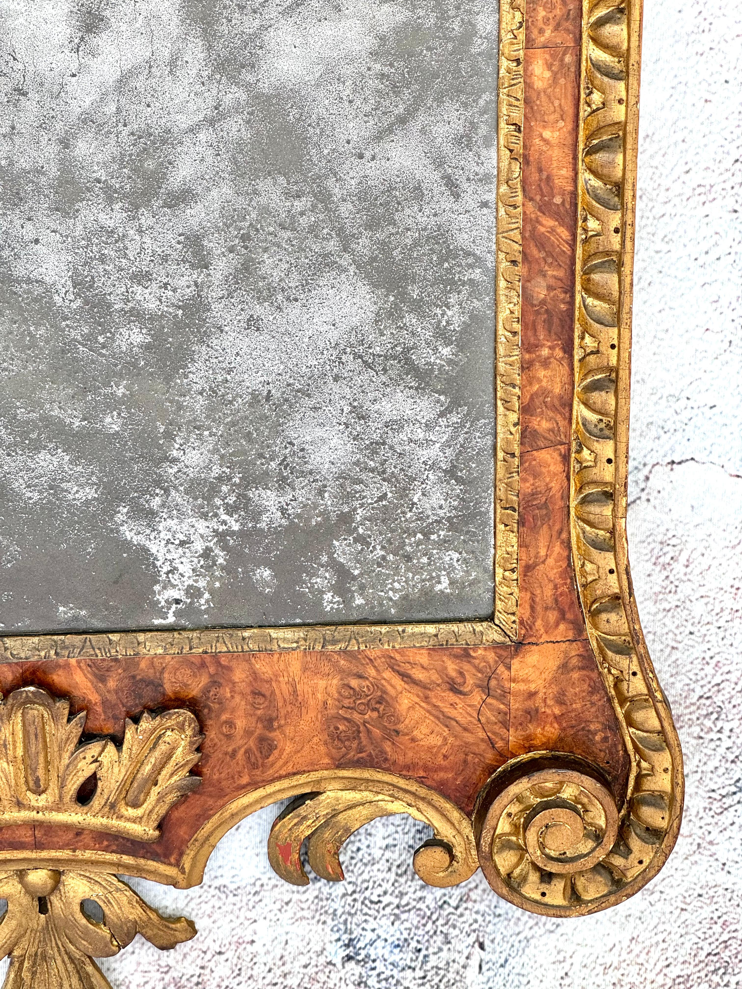 18th Century George II Parcel Gilt and Walnut Mirror For Sale 2