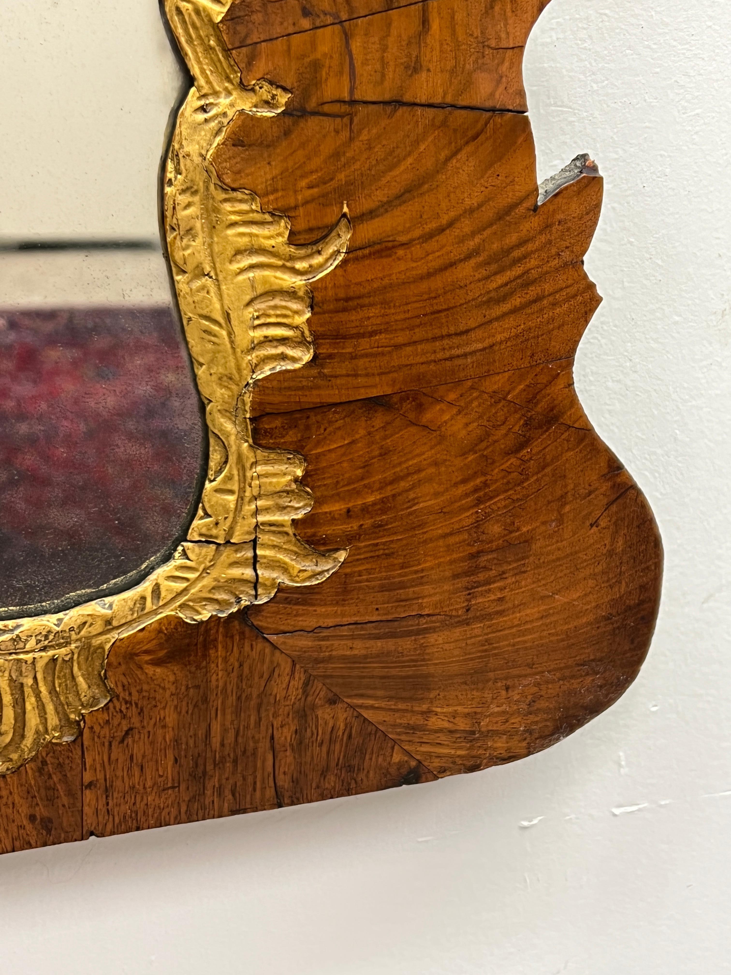 American 18th Century George II Parcel-Gilt Walnut Mirror For Sale