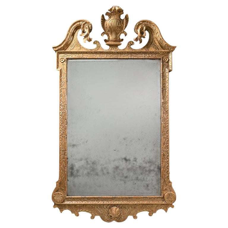 George II Period Carved & Gilded Gesso Looking Glass George II Period Carved & Gilded Gesso Looking Glass