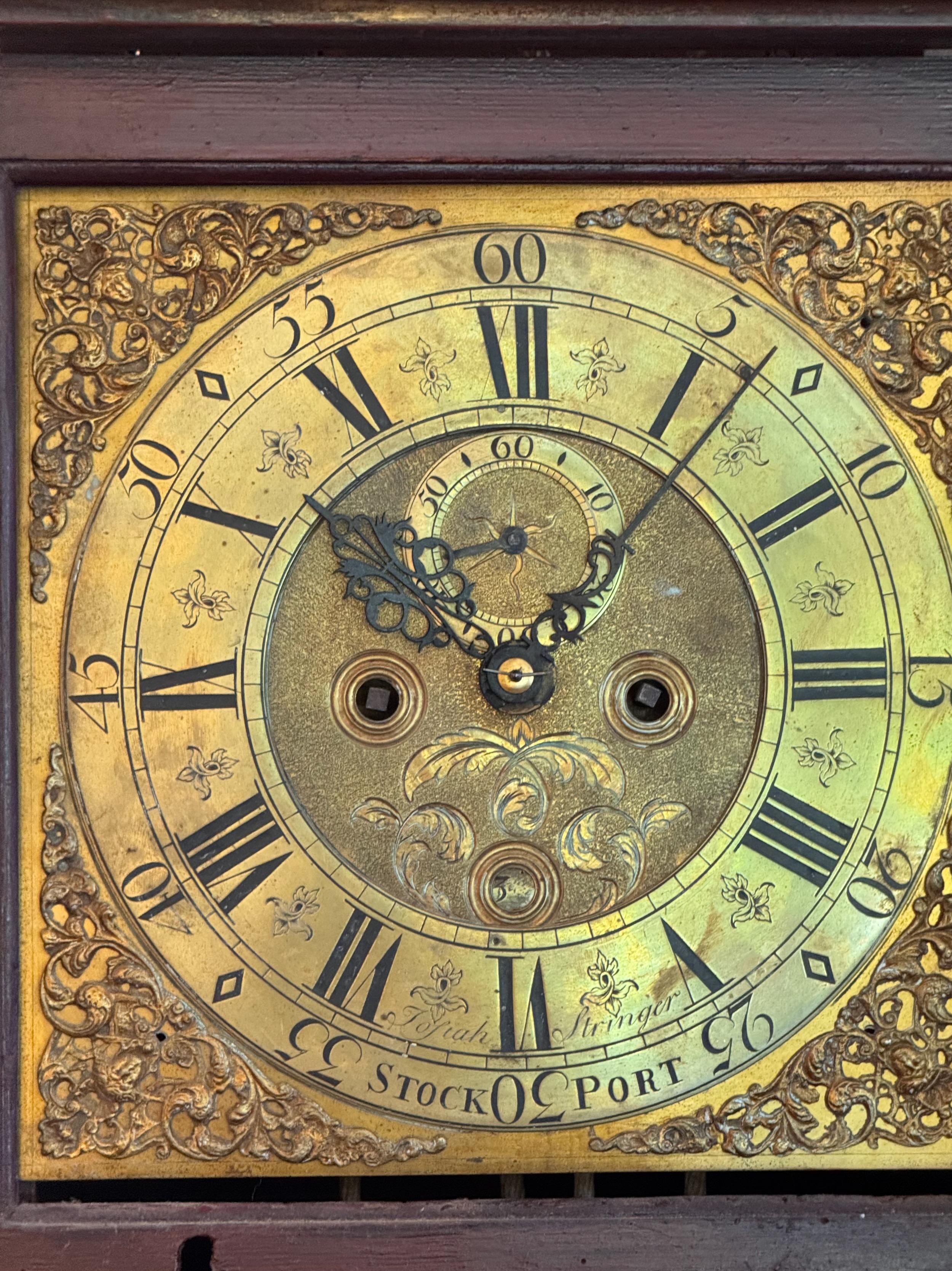 Rote Chinoiserie-Uhr aus dem 18. Jahrhundert George II im Angebot 5