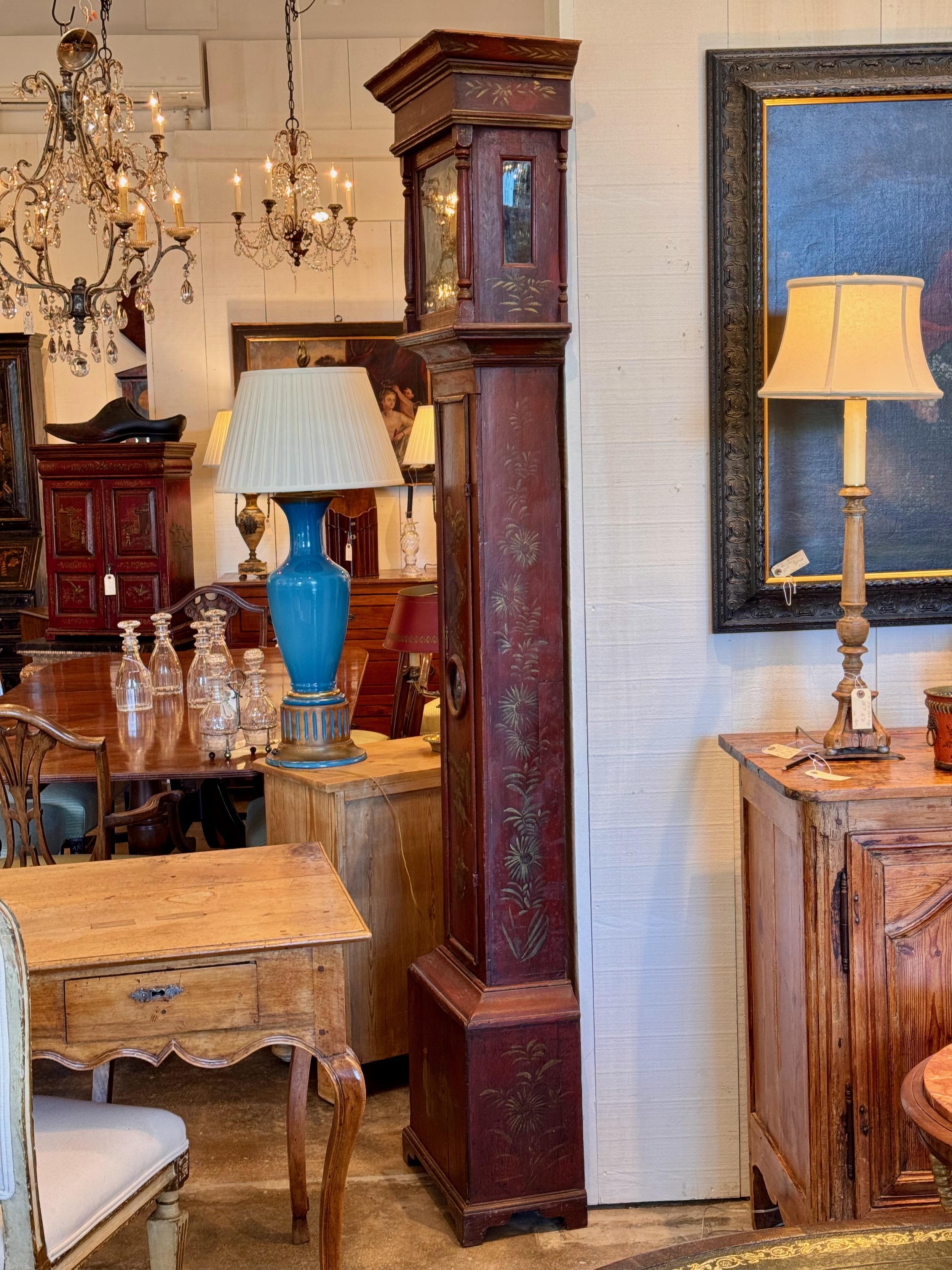 Rote Chinoiserie-Uhr aus dem 18. Jahrhundert George II im Angebot 6
