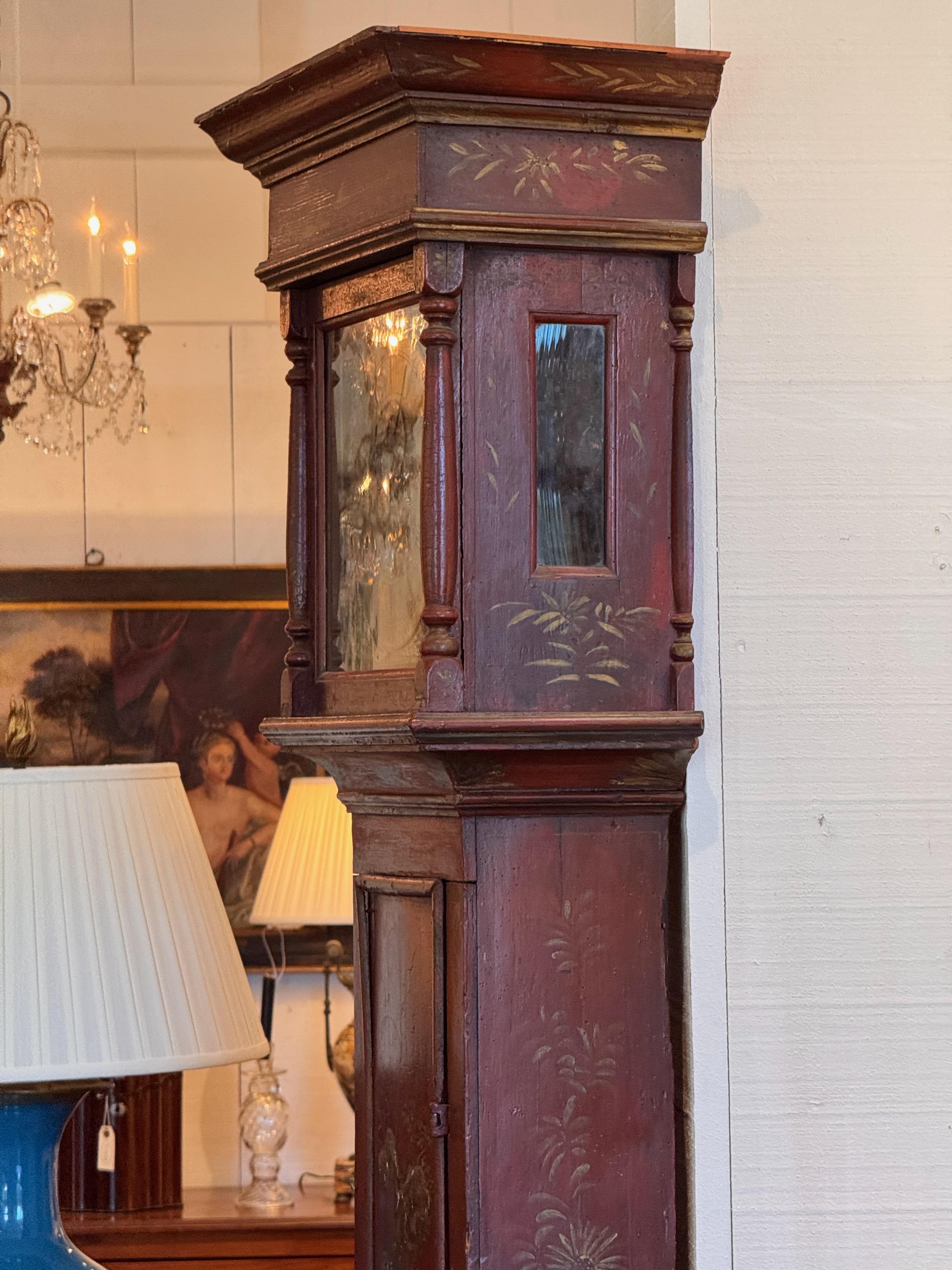 Rote Chinoiserie-Uhr aus dem 18. Jahrhundert George II im Angebot 9